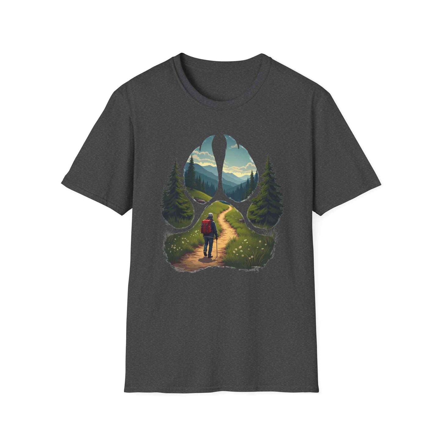 Nature Paw-Inspired Adventure T-Shirt, Hiking Gift, Eco-Friendly Tee, Outdoor Lover Shirt, Nature Lover Apparel, Animal Paw Print Shirt