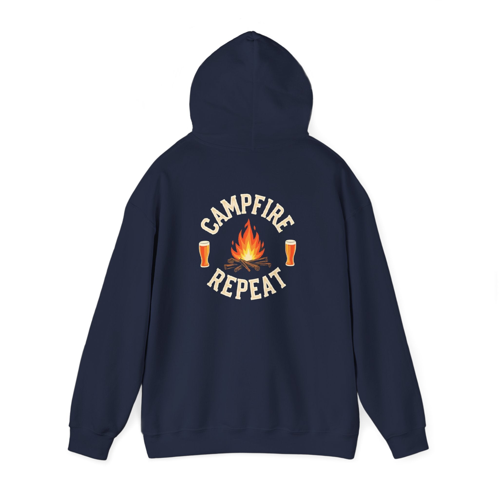 Campfire Repeat Hoodie, Cozy Outdoor Sweatshirt, Unisex Pullover for Camping, Fire Pit Apparel, Gift for Adventurers