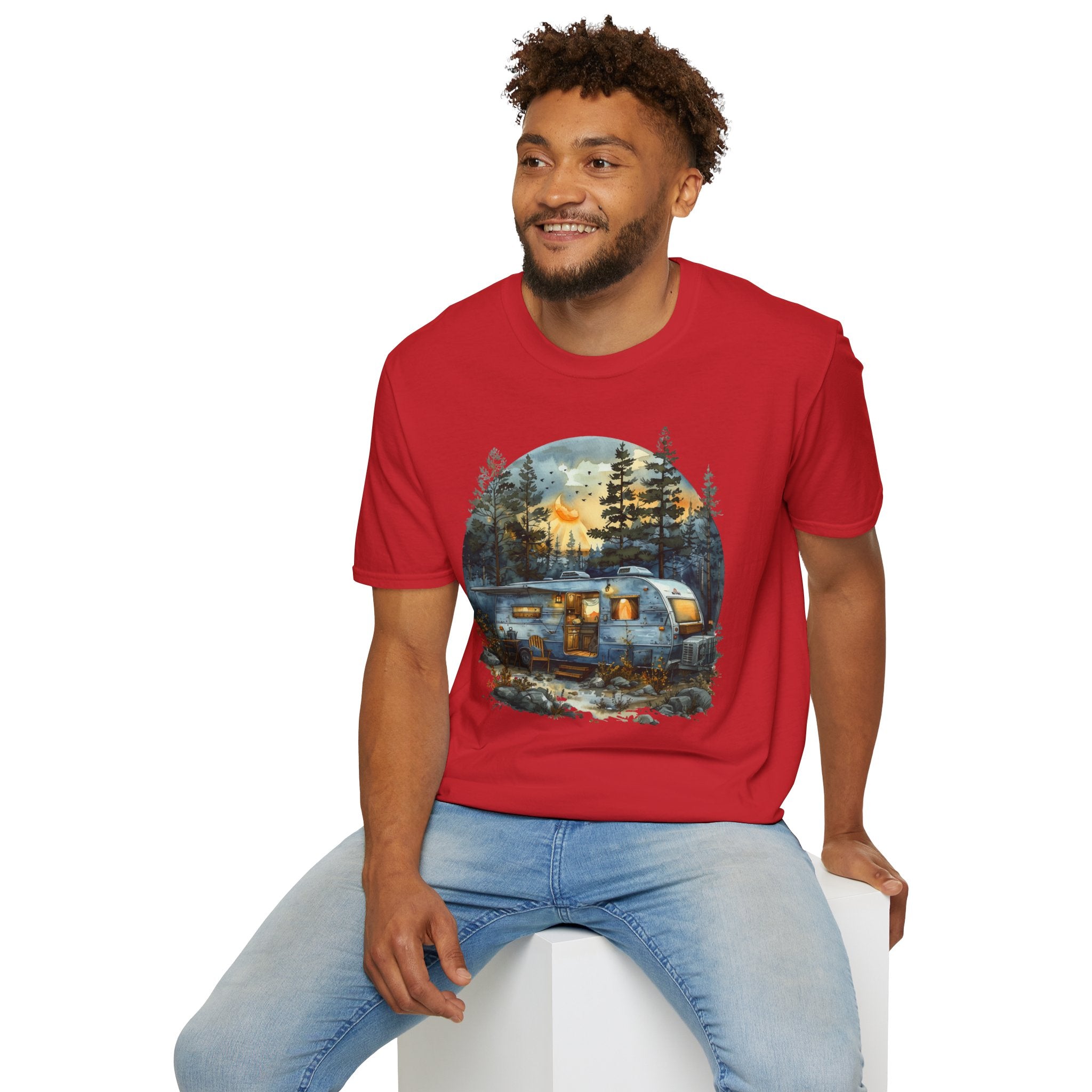 Cozy Camper Unisex Softstyle T-Shirt | Adventure Tee, Nature Lover Gift, Camping Outfit, Summer Vibes, Travel Shirt