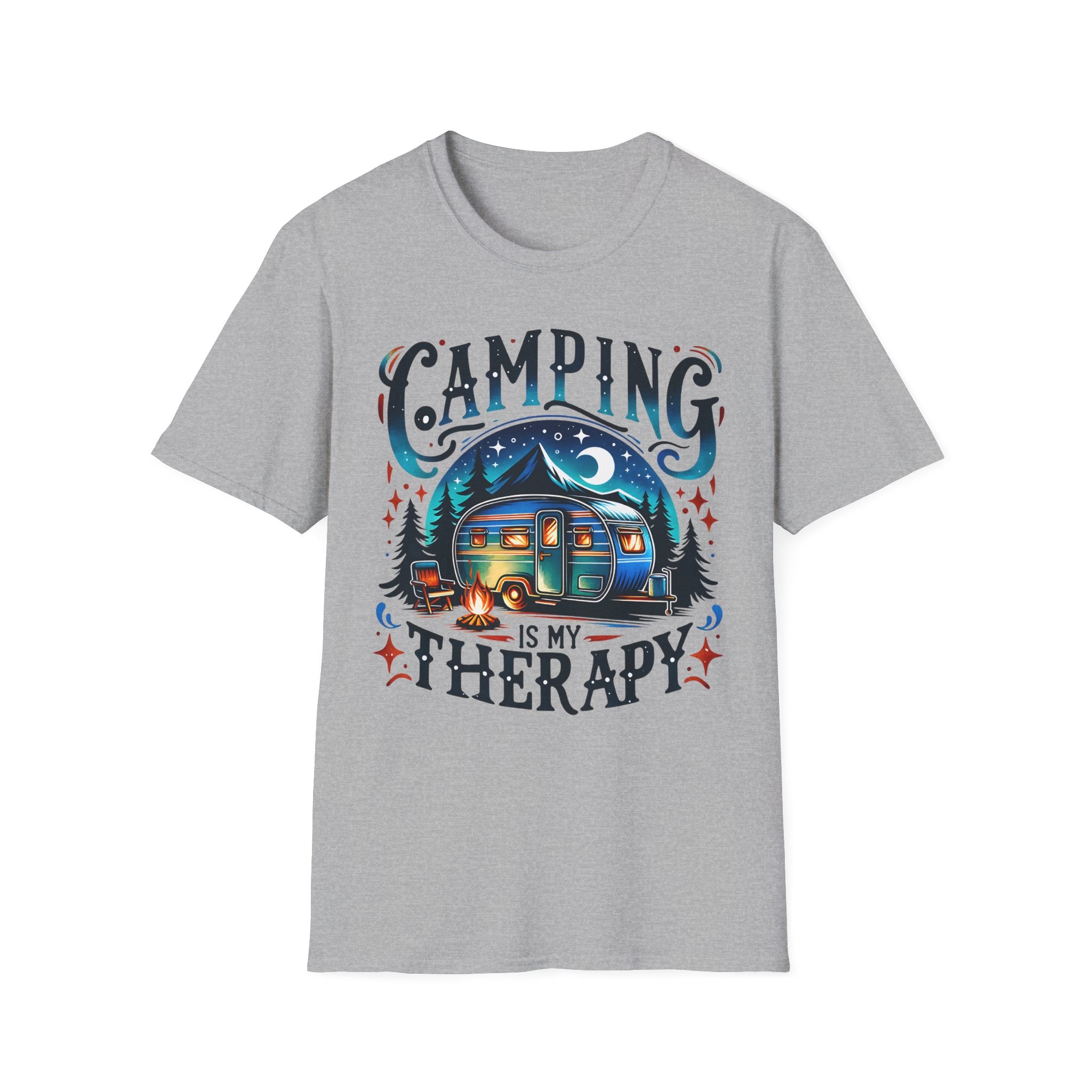 Camping Therapy Unisex T-Shirt - Perfect Gift for Outdoor Enthusiasts, Nature Lovers, Camping Adventures, Hiking Trip, Summer Vibes