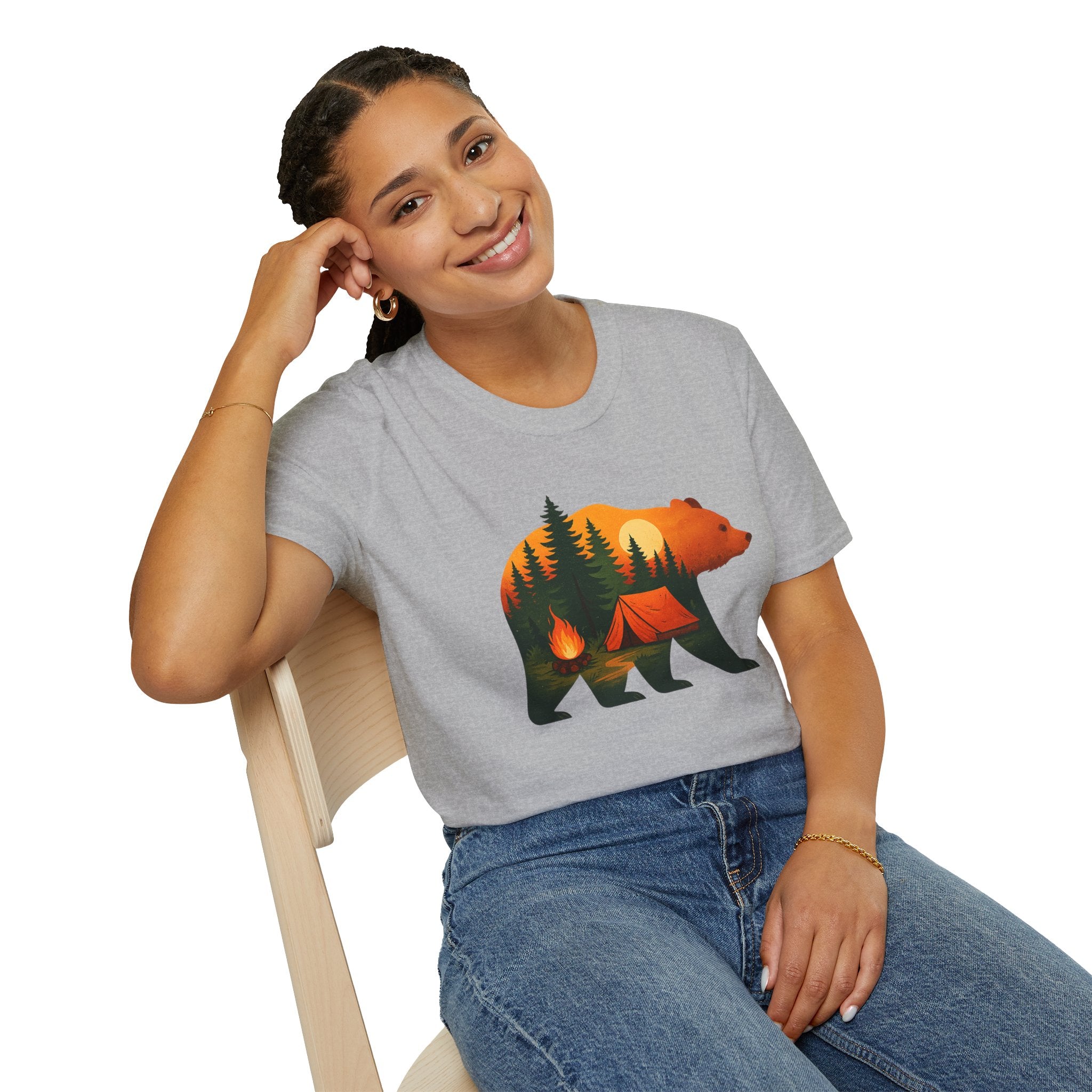Nature-Inspired Bear Silhouette T-Shirt for Outdoor Lovers | Gift for Campers, Adventure Enthusiasts, Nature Walks, Hiking, [...]
