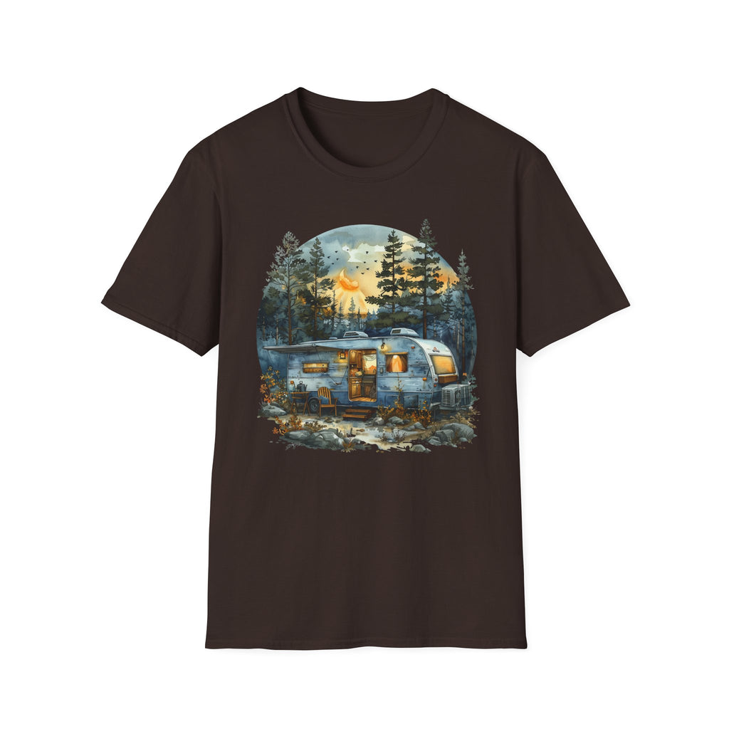 Cozy Camper Unisex Softstyle T-Shirt | Adventure Tee, Nature Lover Gift, Camping Outfit, Summer Vibes, Travel Shirt