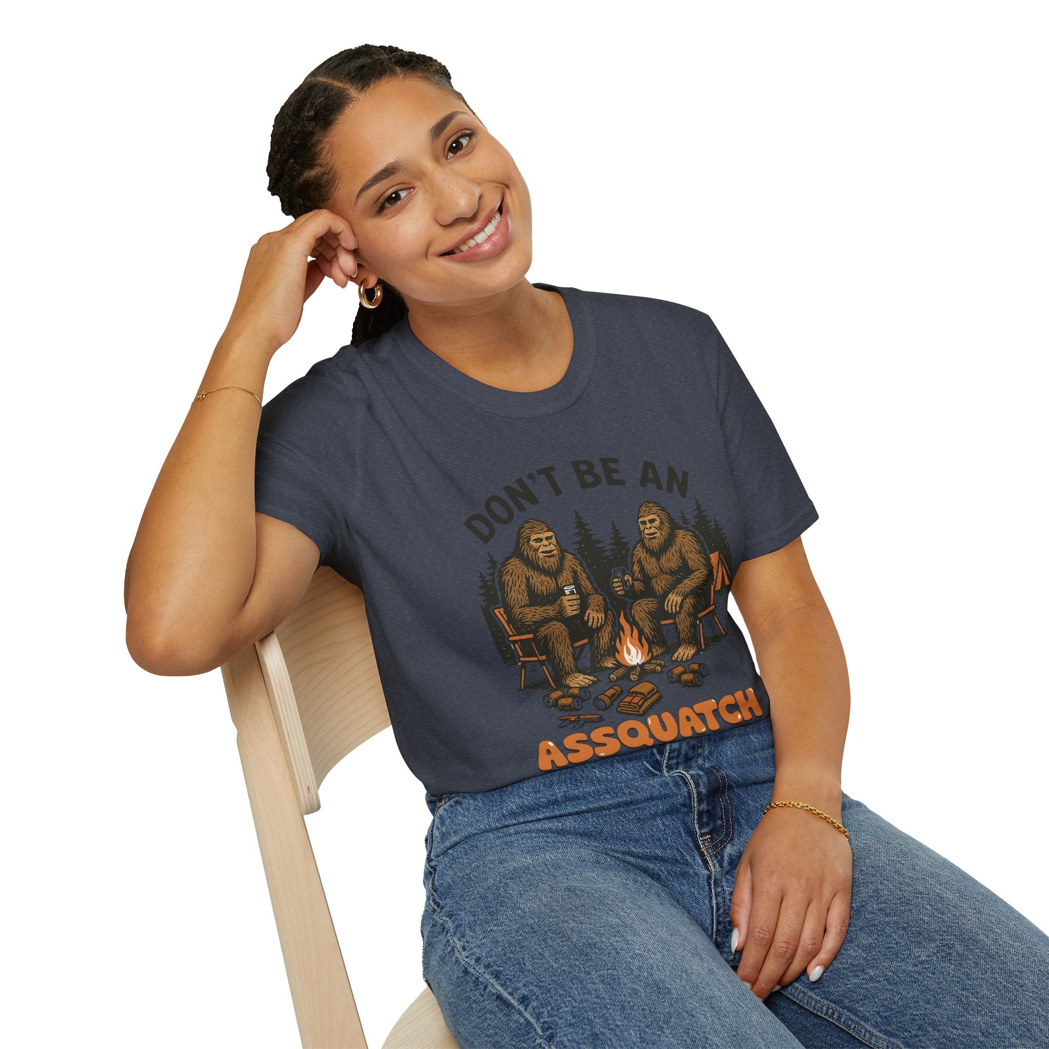 Funny Sasquatch Camping T-Shirt, Unisex Outdoors Tee for Nature Lovers, Wildlife Humor Shirt, Great Gift for Friends, Camping Essentials