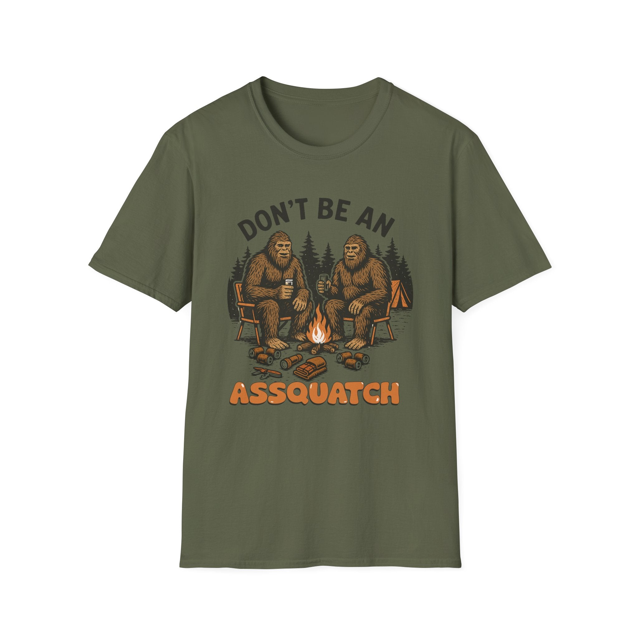 Funny Sasquatch Camping T-Shirt, Unisex Outdoors Tee for Nature Lovers, Wildlife Humor Shirt, Great Gift for Friends, Camping Essentials