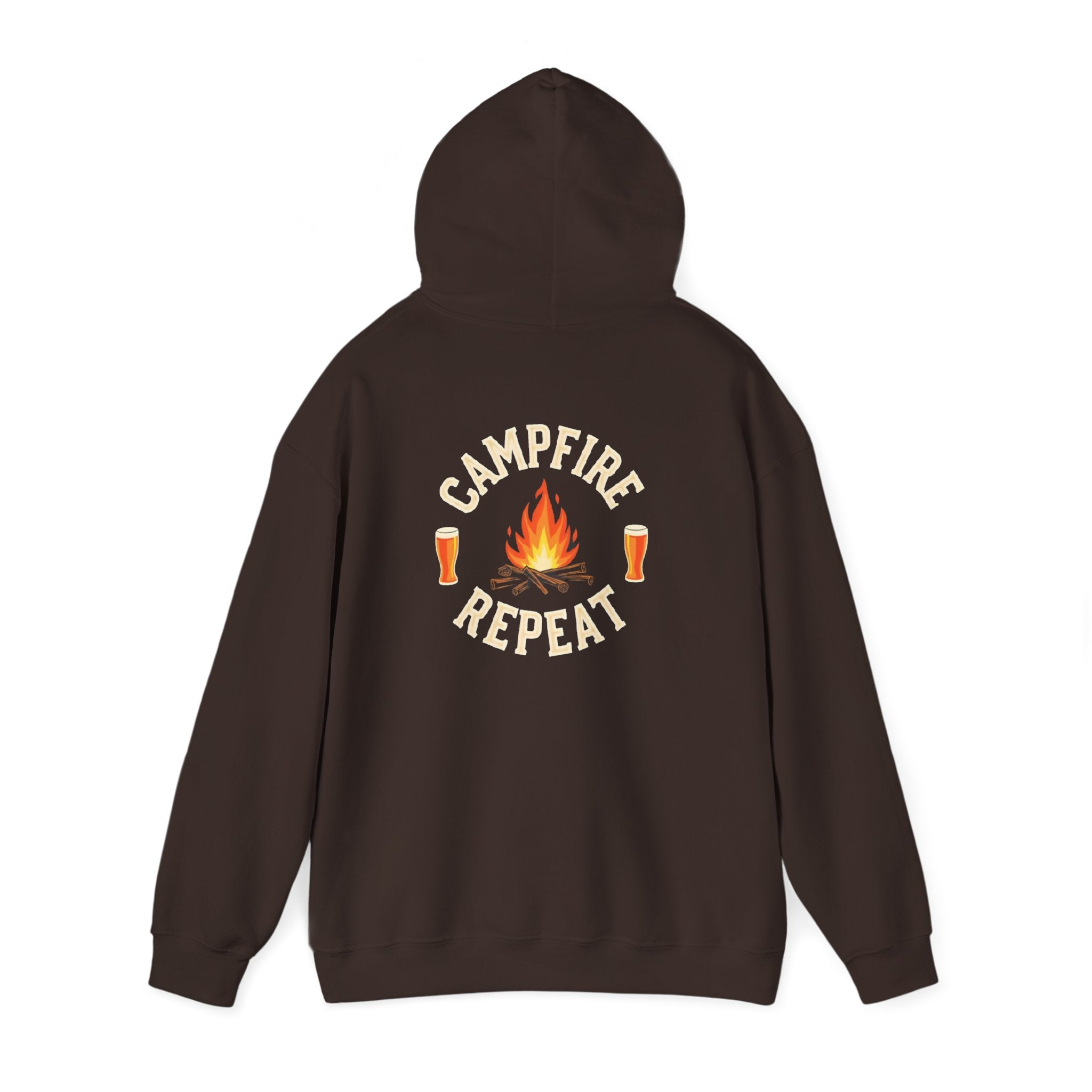 Campfire Repeat Hoodie, Cozy Outdoor Sweatshirt, Unisex Pullover for Camping, Fire Pit Apparel, Gift for Adventurers