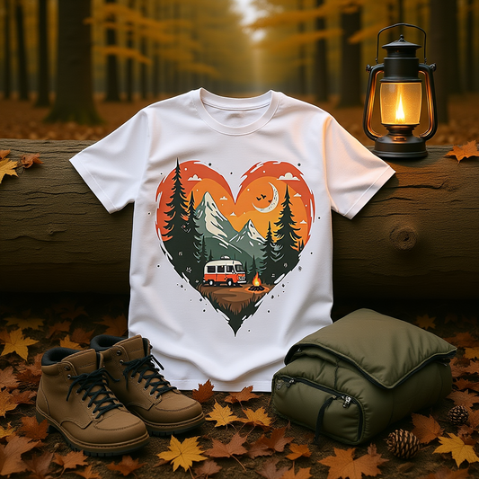 Heart Adventure Unisex T-Shirt - Nature Lovers Gift, Boho Style Tee, Camping Shirt, Travel Enthusiast Apparel, Summer Outdoor Wear