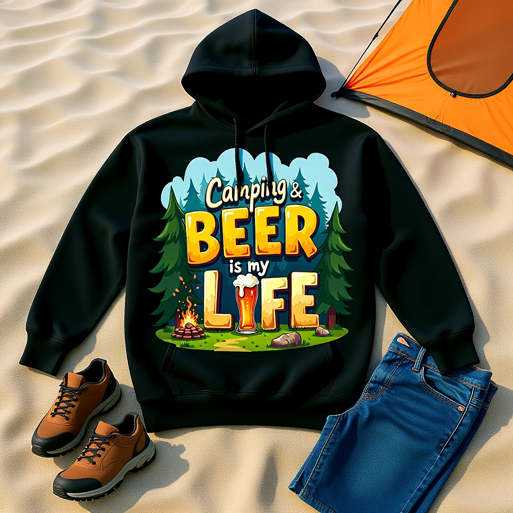 Beer Life Camping Hoodie, Unisex Heavy Blend Sweatshirt, Outdoor Wear, Gift for Campers, Festival Attire, Unique Beer Lover Gift