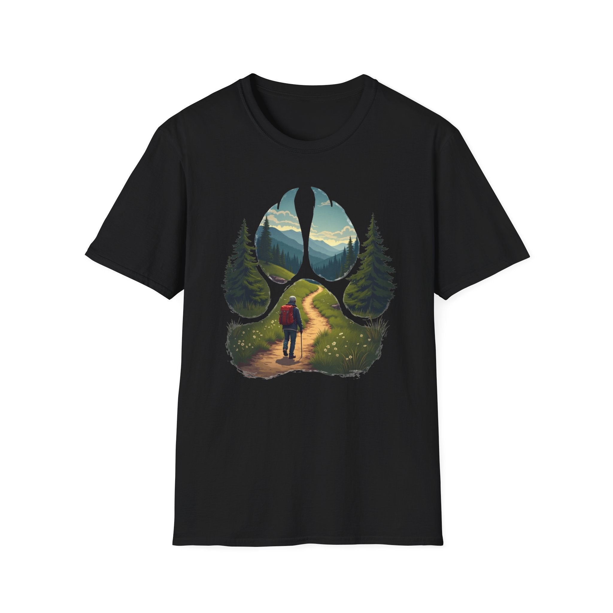 Nature-Inspired Adventure T-Shirt, Hiking Gift, Eco-Friendly Tee, Outdoor Lover Shirt, Nature Lover Apparel, Animal Paw Print Shirt