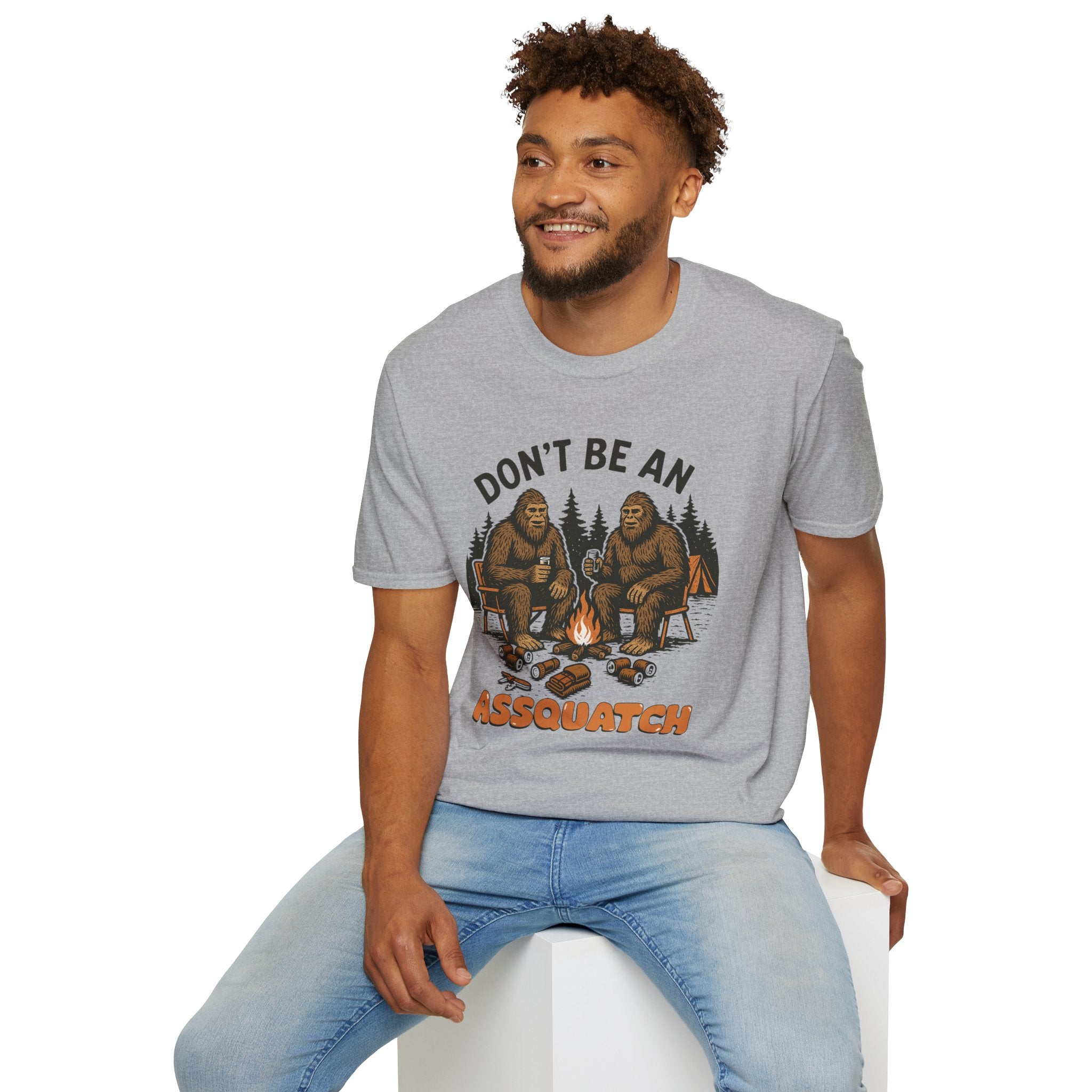 Funny Sasquatch Camping T-Shirt, Unisex Outdoors Tee for Nature Lovers, Wildlife Humor Shirt, Great Gift for Friends, Camping Essentials