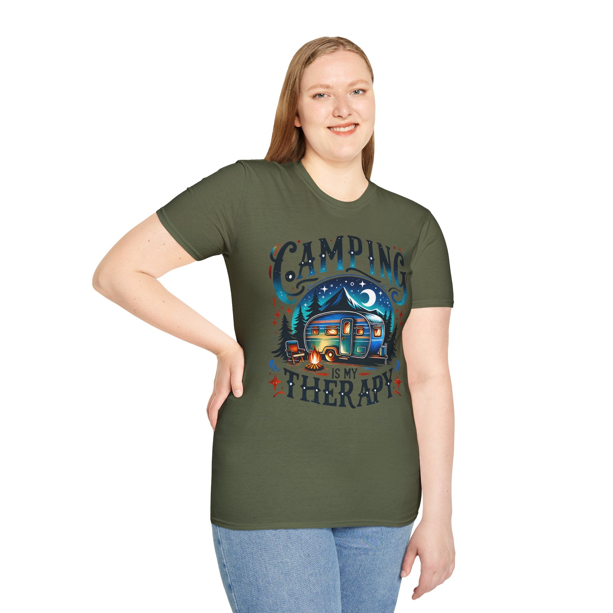 Camping Therapy Unisex T-Shirt - Perfect Gift for Outdoor Enthusiasts, Nature Lovers, Camping Adventures, Hiking Trip, Summer Vibes