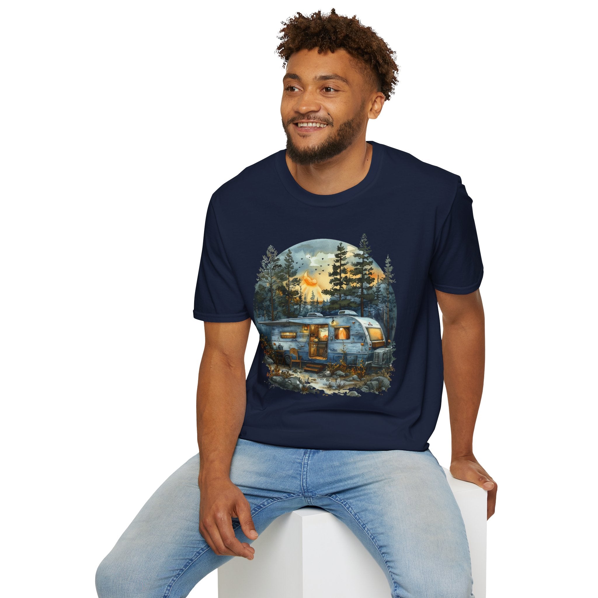 Cozy Camper Unisex Softstyle T-Shirt | Adventure Tee, Nature Lover Gift, Camping Outfit, Summer Vibes, Travel Shirt