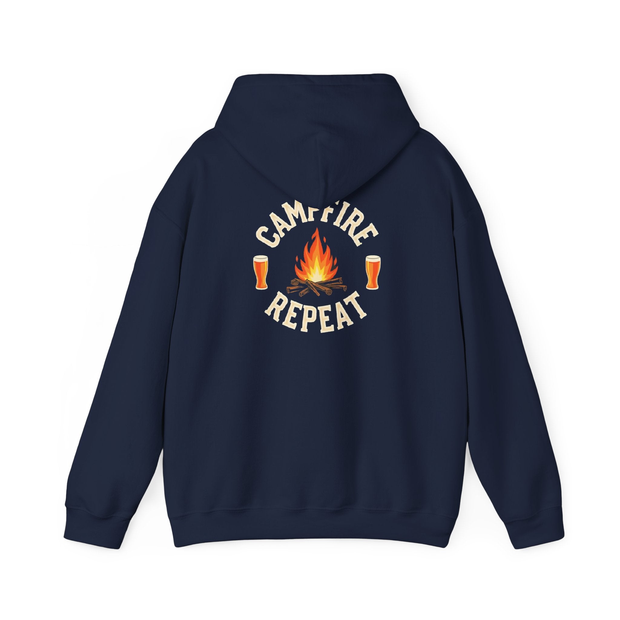 Campfire Repeat Hoodie, Cozy Outdoor Sweatshirt, Unisex Pullover for Camping, Fire Pit Apparel, Gift for Adventurers