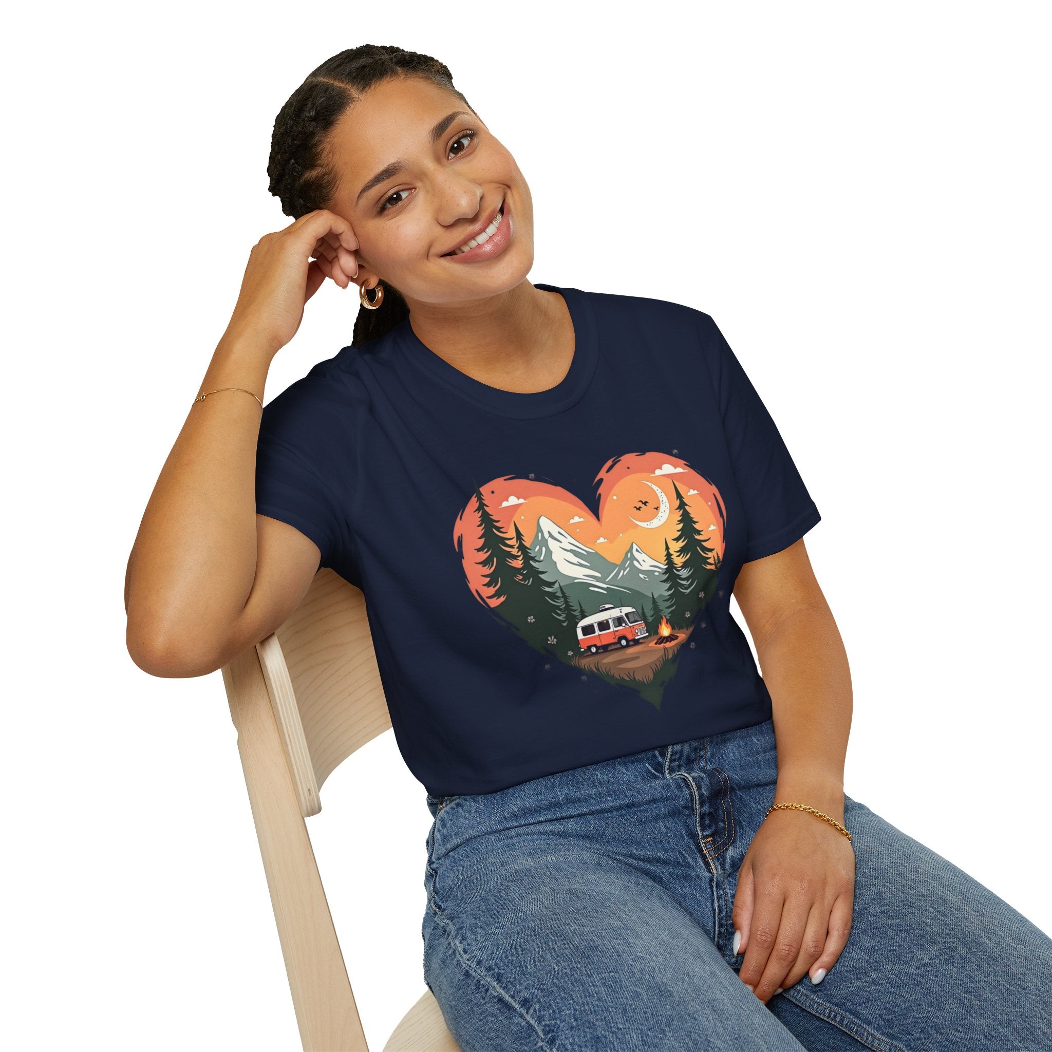 Heart Adventure Unisex T-Shirt - Nature Lovers Gift, Boho Style Tee, Camping Shirt, Travel Enthusiast Apparel, Summer Outdoor Wear