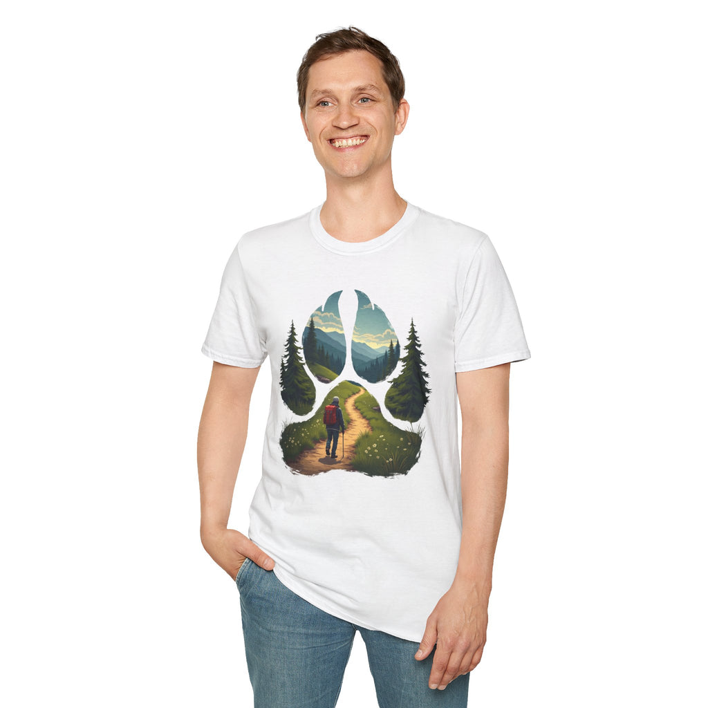 Nature-Inspired Adventure T-Shirt, Hiking Gift, Eco-Friendly Tee, Outdoor Lover Shirt, Nature Lover Apparel, Animal Paw Print Shirt
