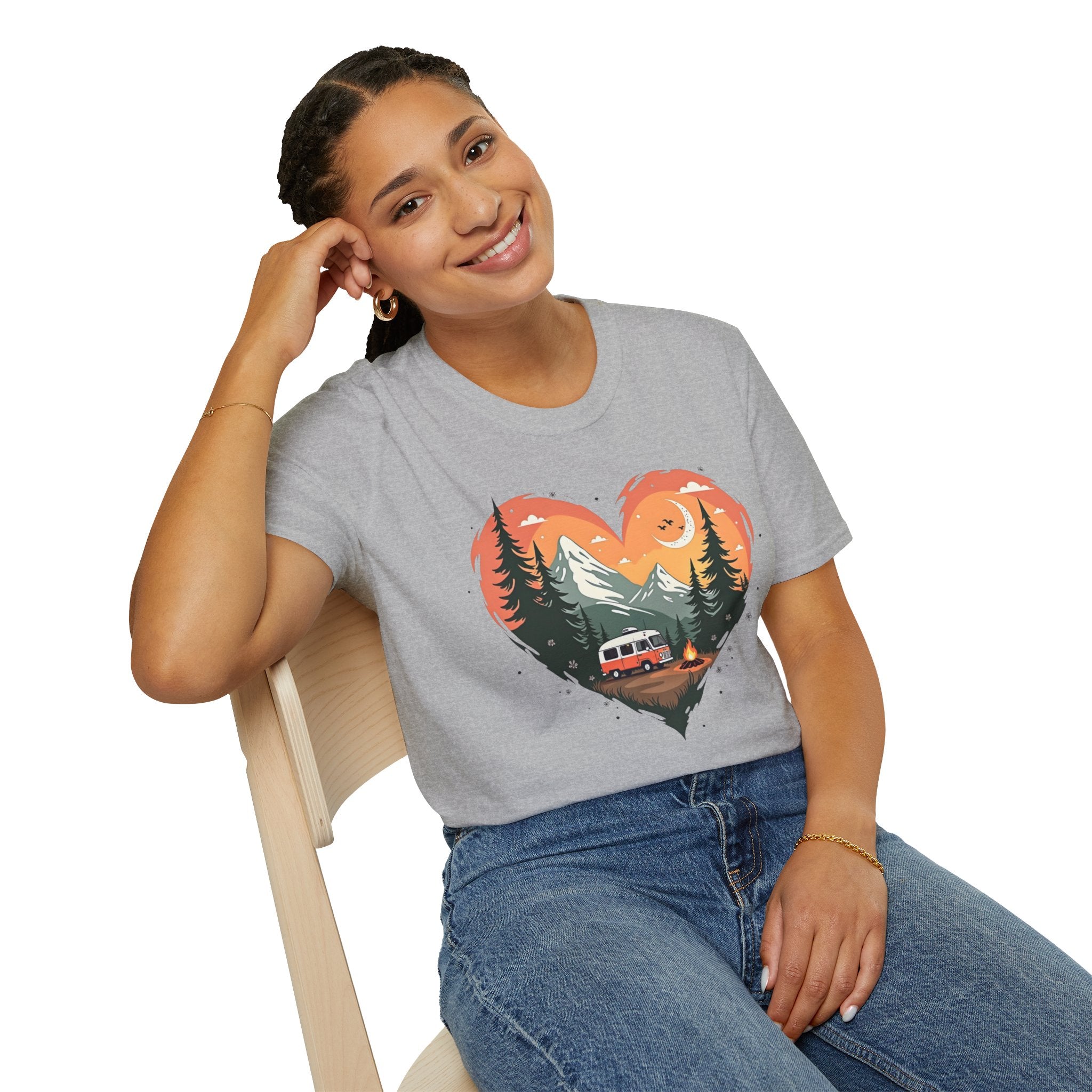 Heart Adventure Unisex T-Shirt - Nature Lovers Gift, Boho Style Tee, Camping Shirt, Travel Enthusiast Apparel, Summer Outdoor Wear