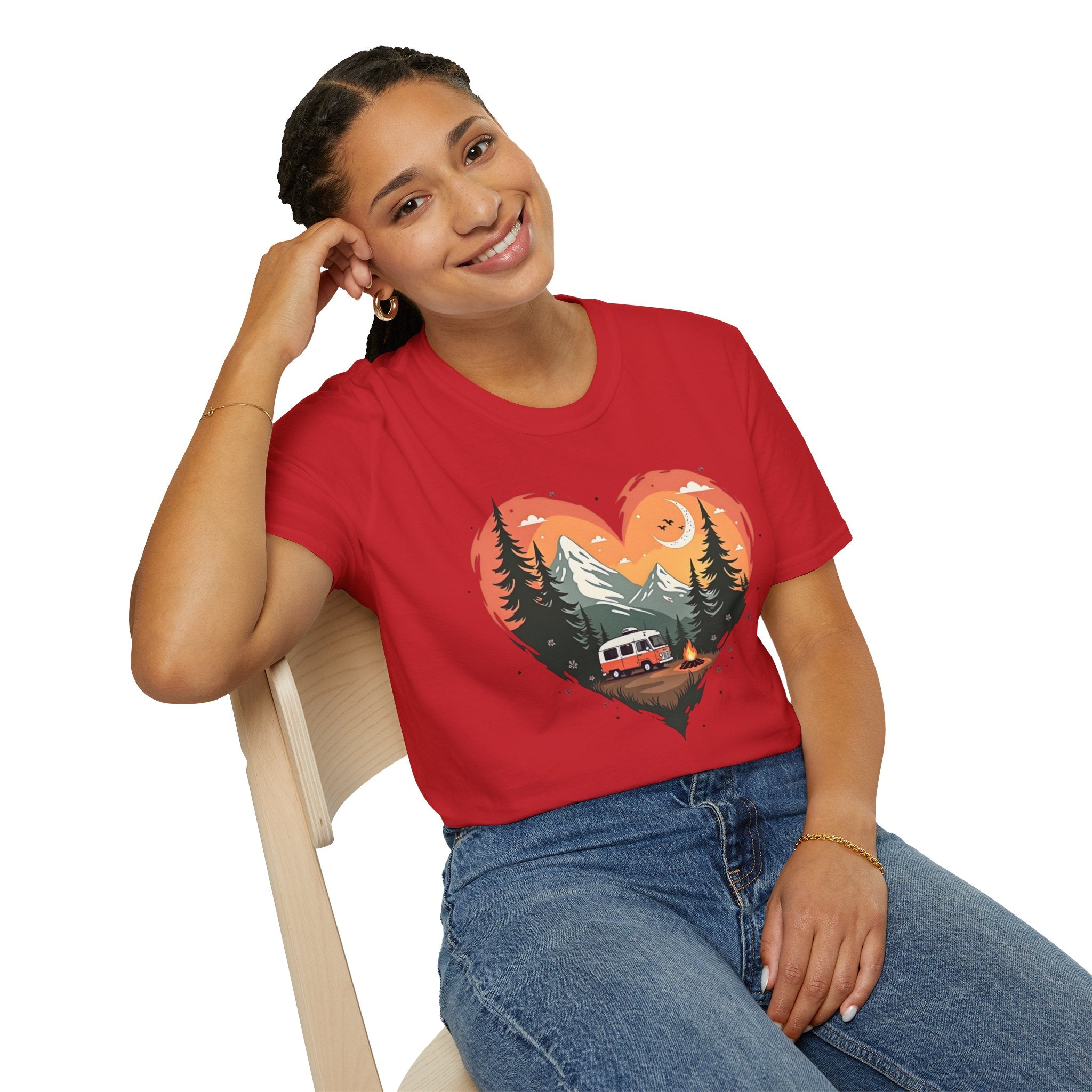 Heart Adventure Unisex T-Shirt - Nature Lovers Gift, Boho Style Tee, Camping Shirt, Travel Enthusiast Apparel, Summer Outdoor Wear