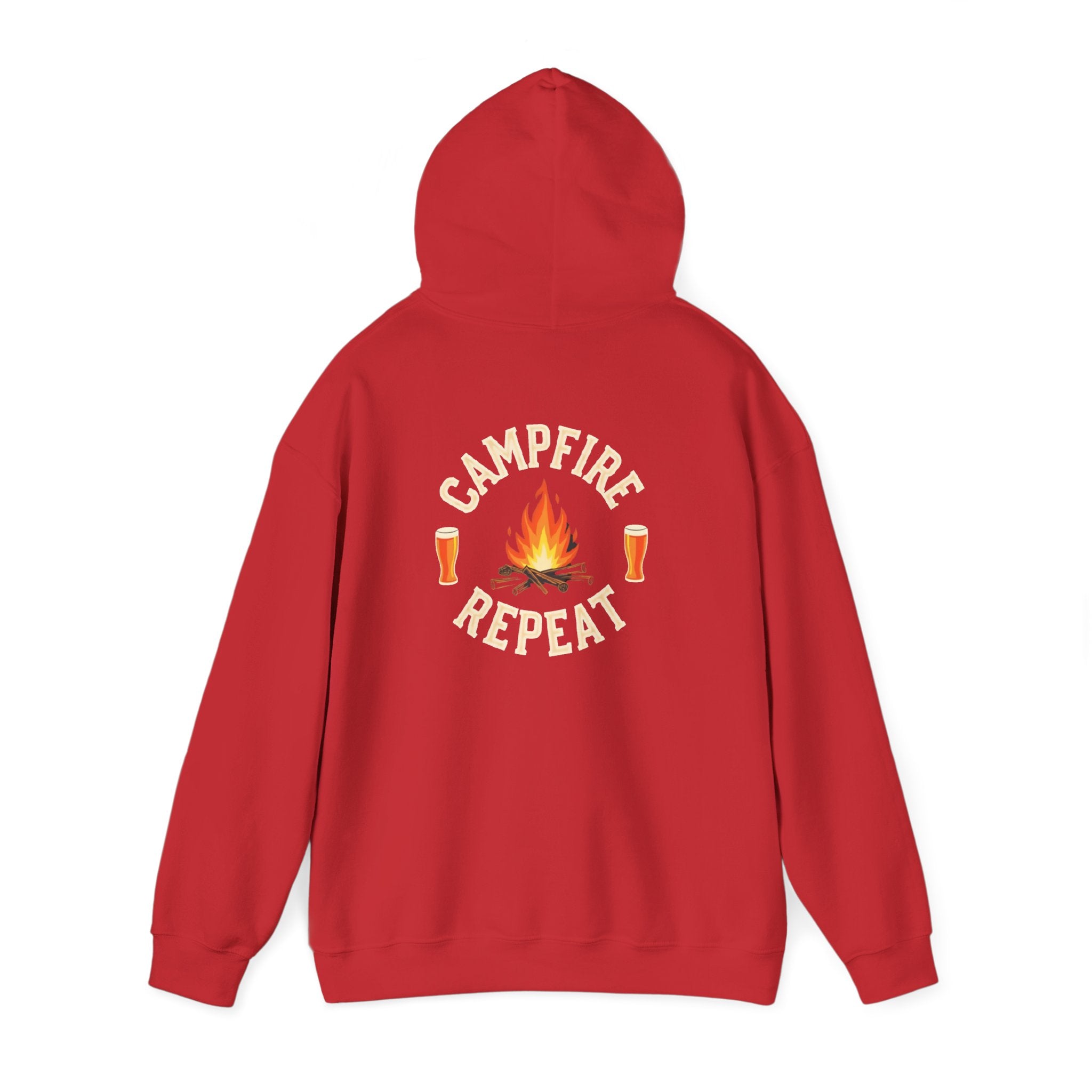 Campfire Repeat Hoodie, Cozy Outdoor Sweatshirt, Unisex Pullover for Camping, Fire Pit Apparel, Gift for Adventurers