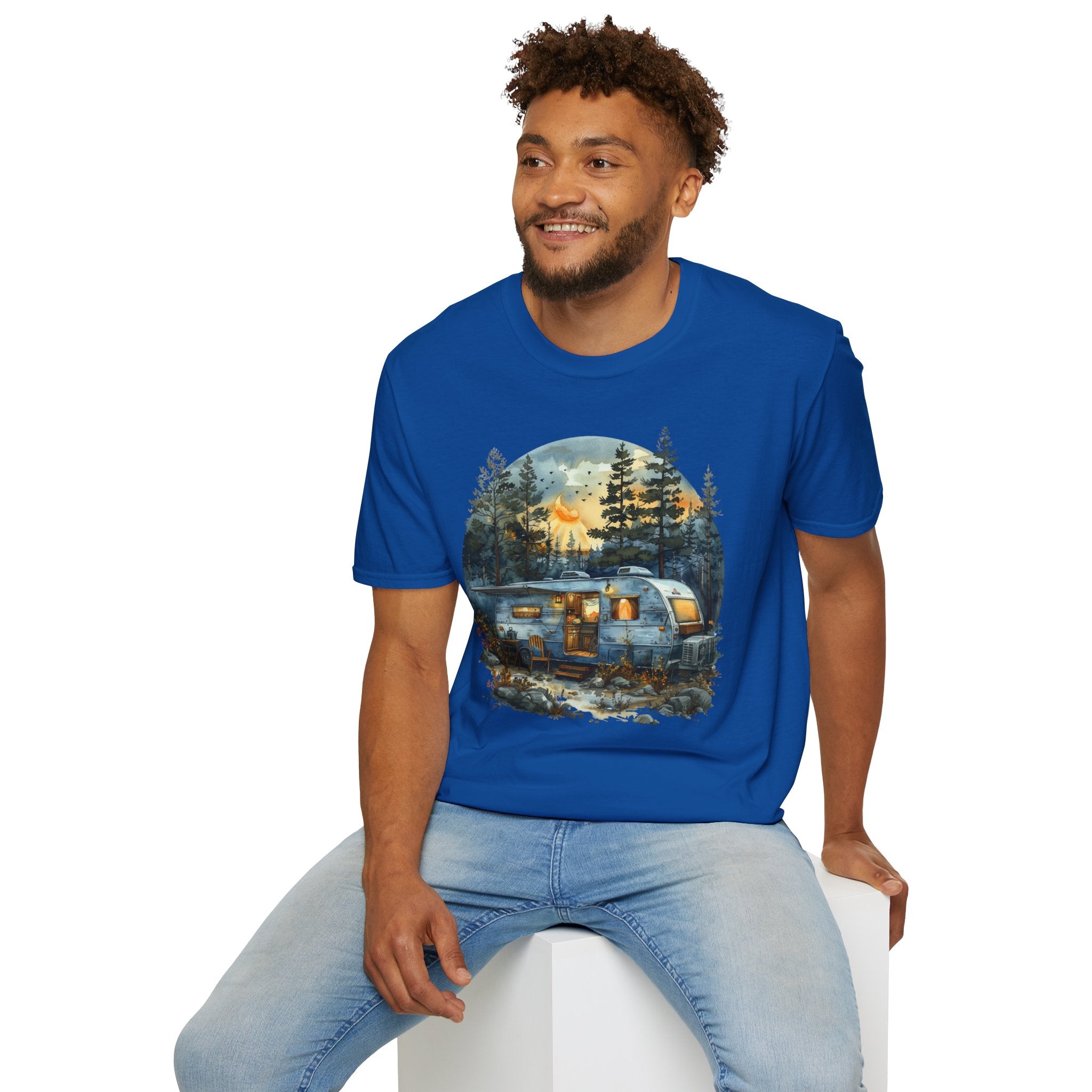 Cozy Camper Unisex Softstyle T-Shirt | Adventure Tee, Nature Lover Gift, Camping Outfit, Summer Vibes, Travel Shirt