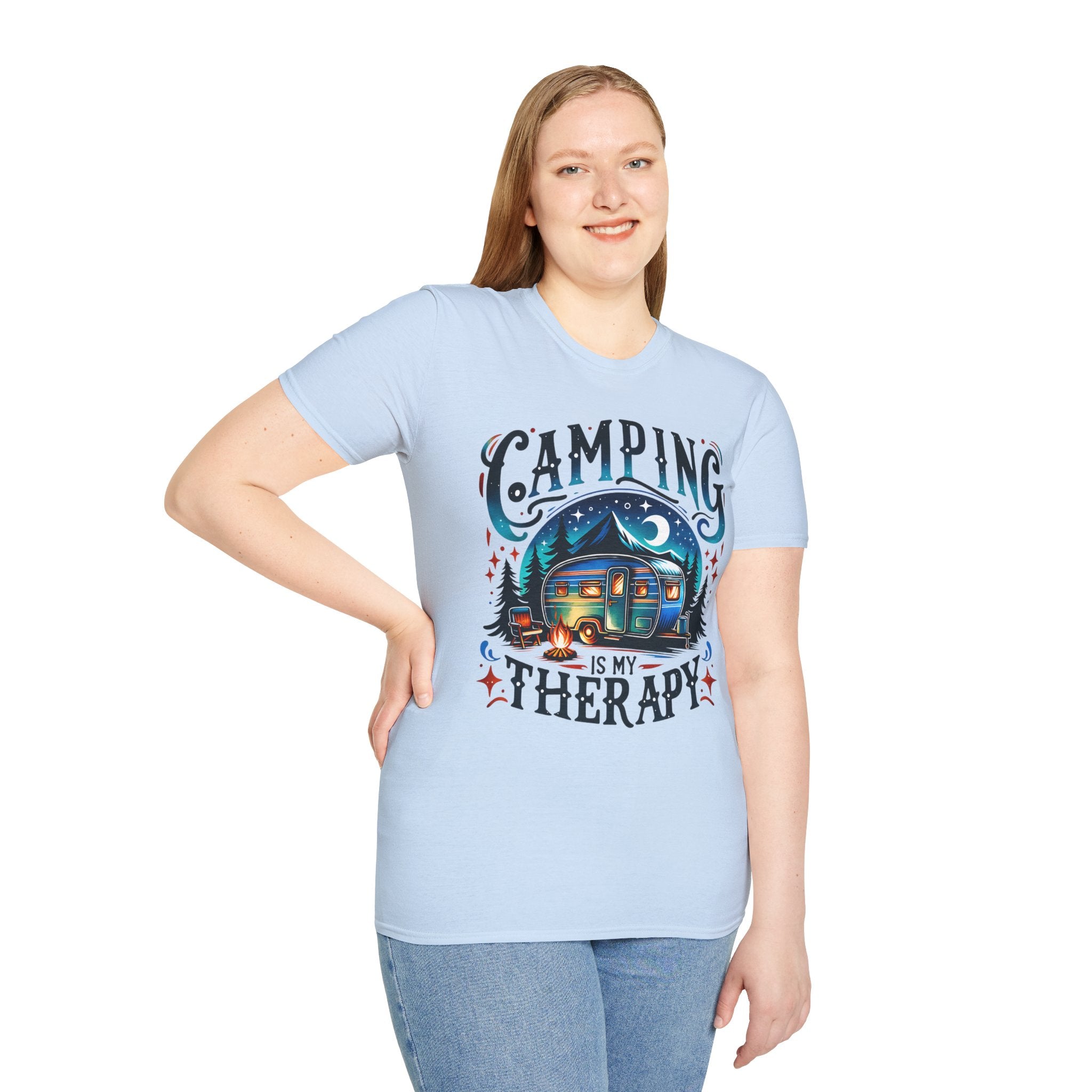 Camping Therapy Unisex T-Shirt - Perfect Gift for Outdoor Enthusiasts, Nature Lovers, Camping Adventures, Hiking Trip, Summer Vibes