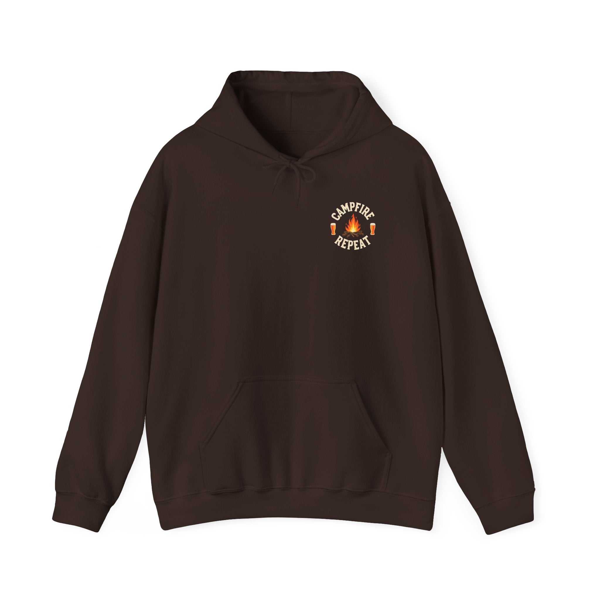 Campfire Repeat Hoodie, Cozy Outdoor Sweatshirt, Unisex Pullover for Camping, Fire Pit Apparel, Gift for Adventurers