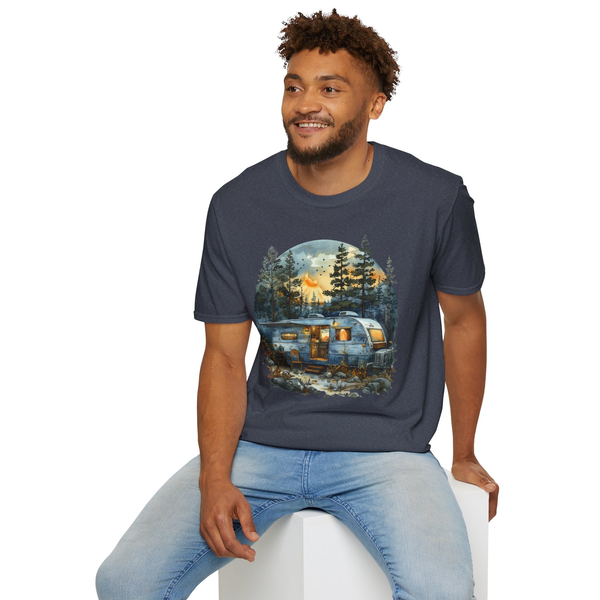 Cozy Camper Unisex Softstyle T-Shirt | Adventure Tee, Nature Lover Gift, Camping Outfit, Summer Vibes, Travel Shirt