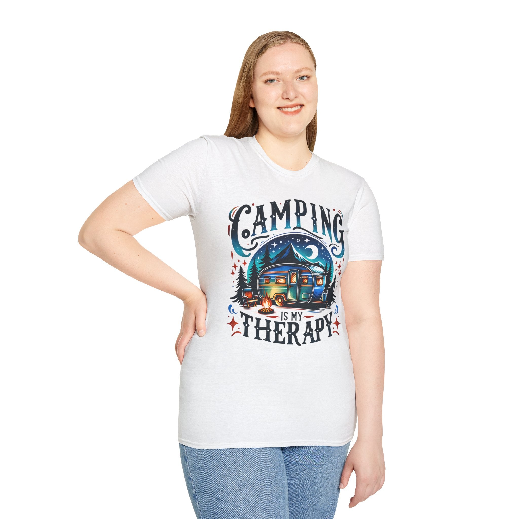 Camping Therapy Unisex T-Shirt - Perfect Gift for Outdoor Enthusiasts, Nature Lovers, Camping Adventures, Hiking Trip, Summer Vibes