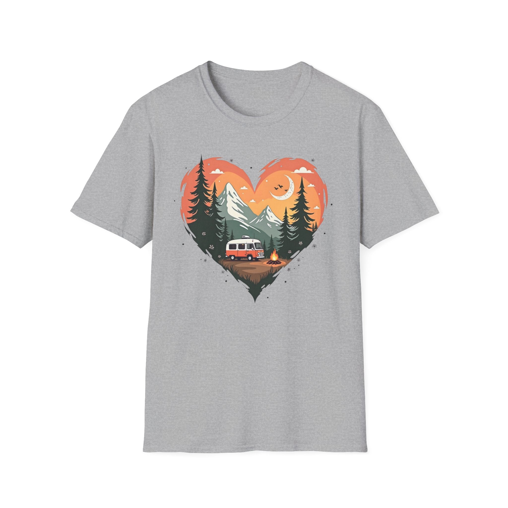 Heart Adventure Unisex T-Shirt - Nature Lovers Gift, Boho Style Tee, Camping Shirt, Travel Enthusiast Apparel, Summer Outdoor Wear