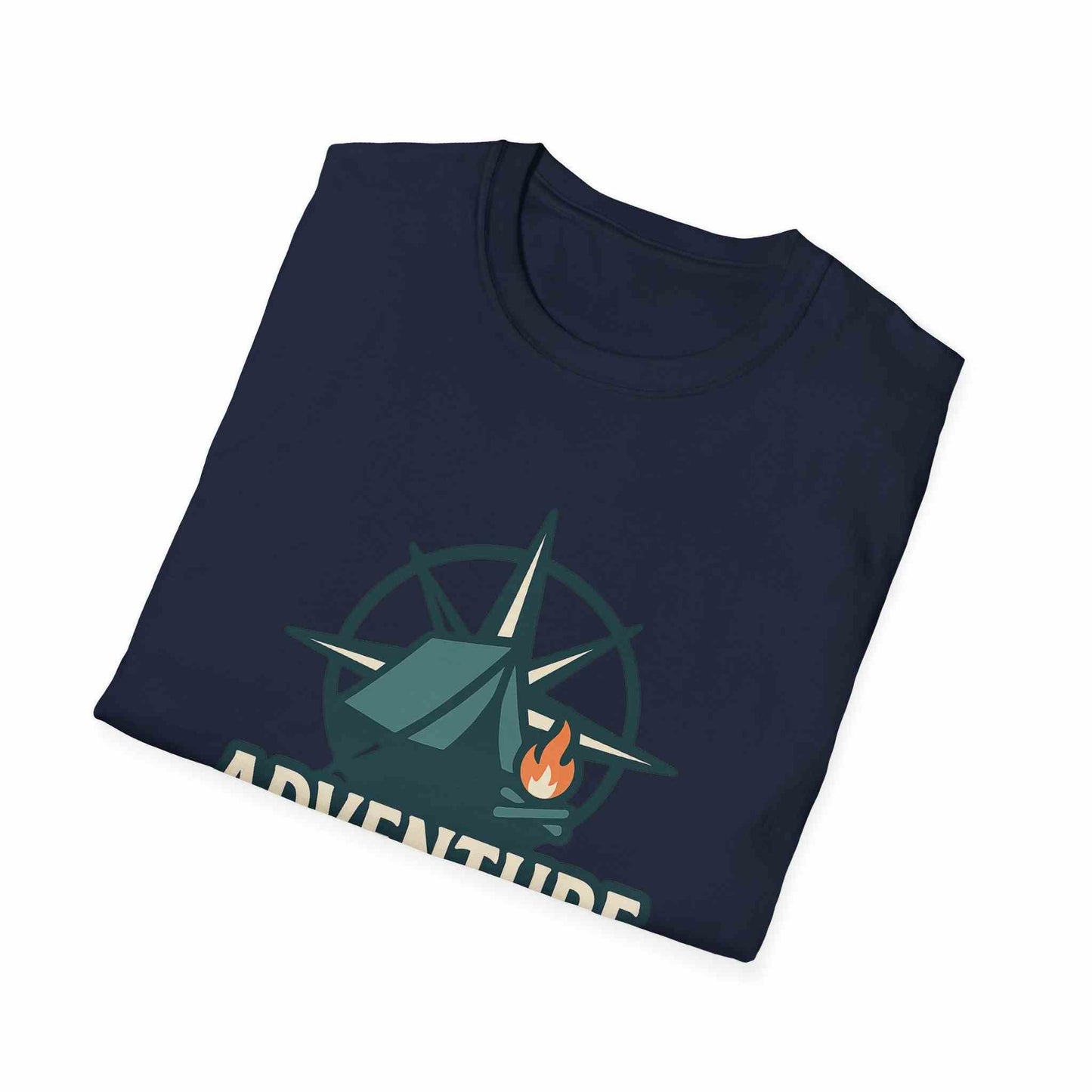 Adventure Awaits Unisex Softstyle T-Shirt, Camping Shirt, Hiking Tee, Outdoor Enthusiast Gift, Adventure Lover Apparel, Travel T-Shirt