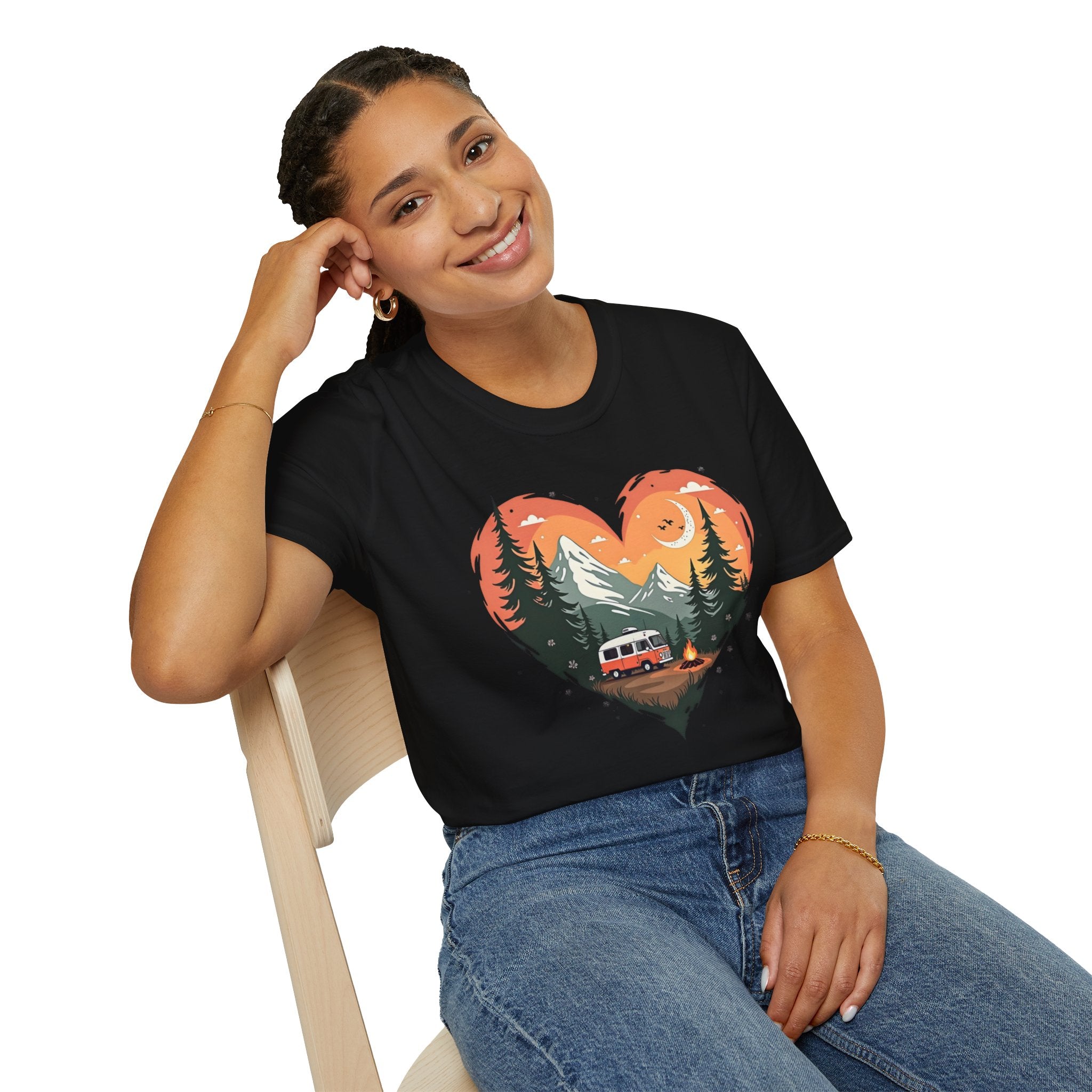 Heart Adventure Unisex T-Shirt - Nature Lovers Gift, Boho Style Tee, Camping Shirt, Travel Enthusiast Apparel, Summer Outdoor Wear