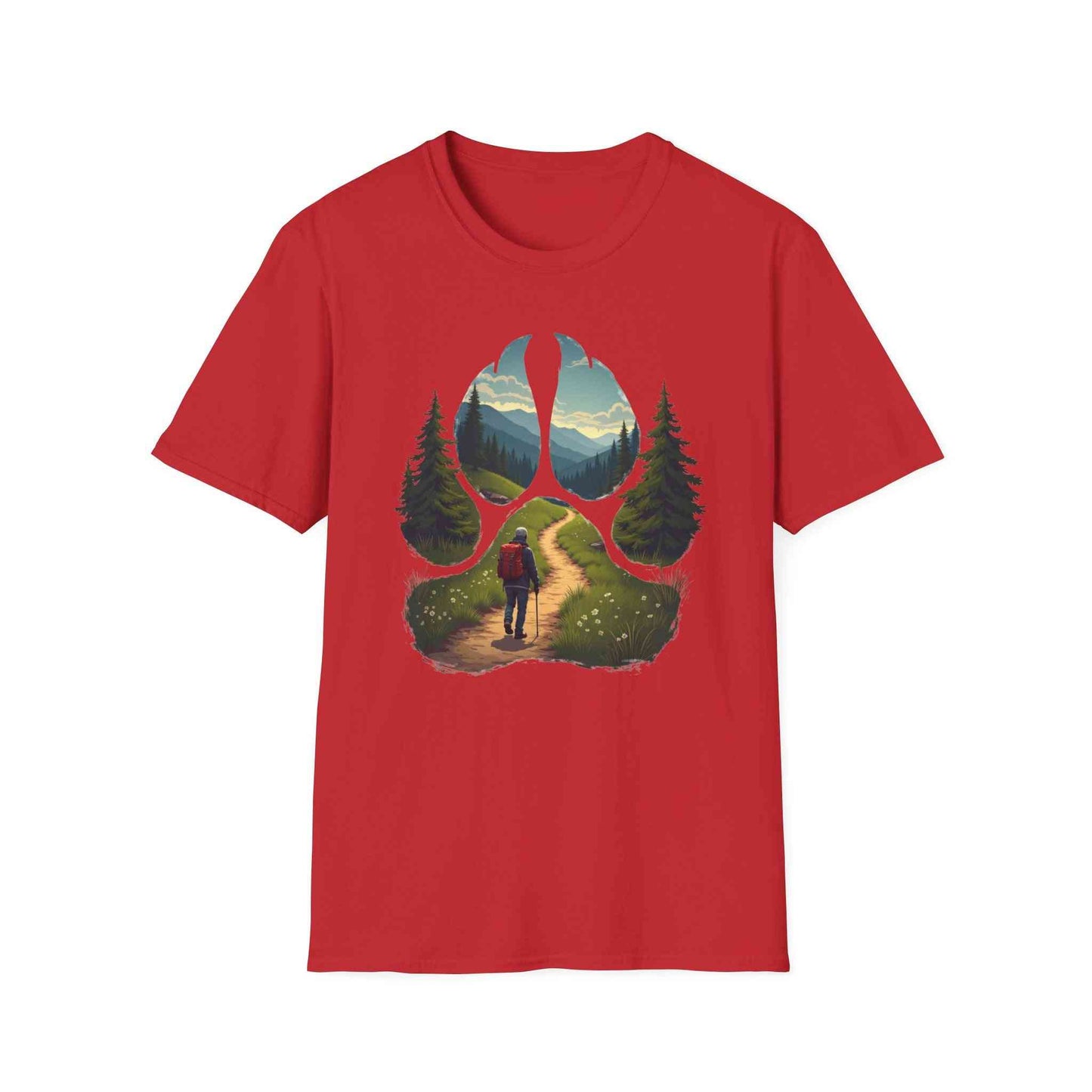 Nature Paw-Inspired Adventure T-Shirt, Hiking Gift, Eco-Friendly Tee, Outdoor Lover Shirt, Nature Lover Apparel, Animal Paw Print Shirt
