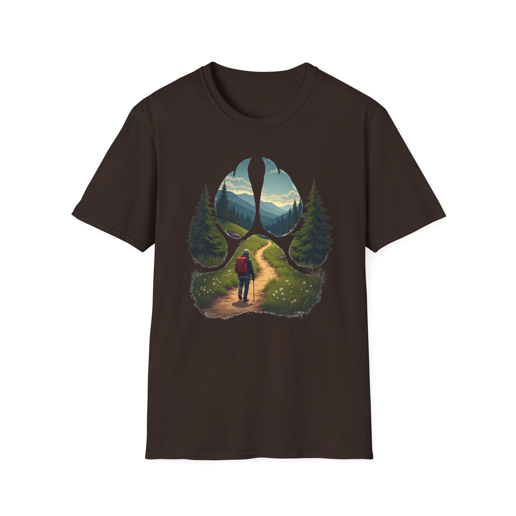 Nature-Inspired Adventure T-Shirt, Hiking Gift, Eco-Friendly Tee, Outdoor Lover Shirt, Nature Lover Apparel, Animal Paw Print Shirt