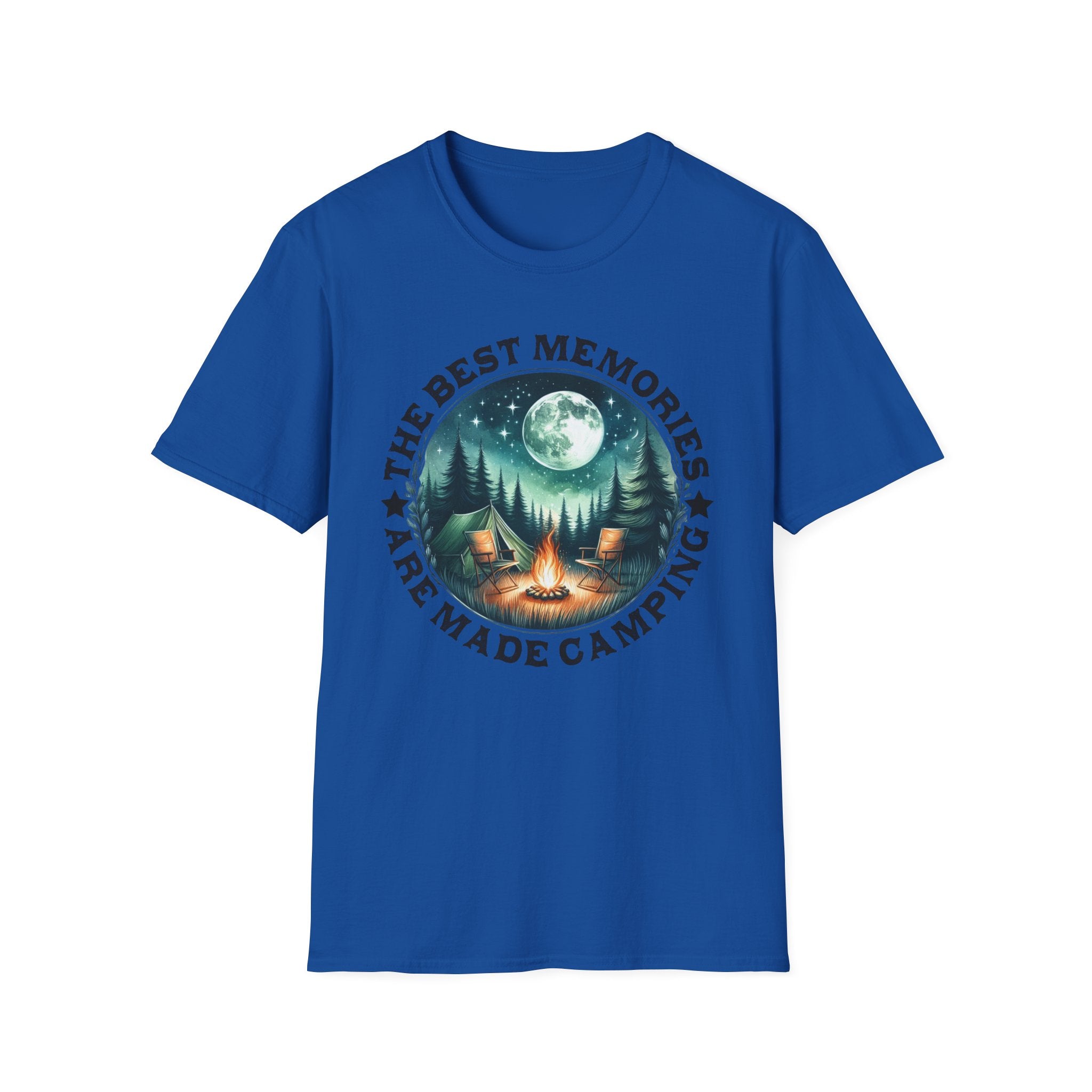 Camping Memories Unisex Softstyle T-Shirt, Outdoor Tee, Nature Lover Gift, Campfire Shirt, Adventure Apparel, Summer Camping Top