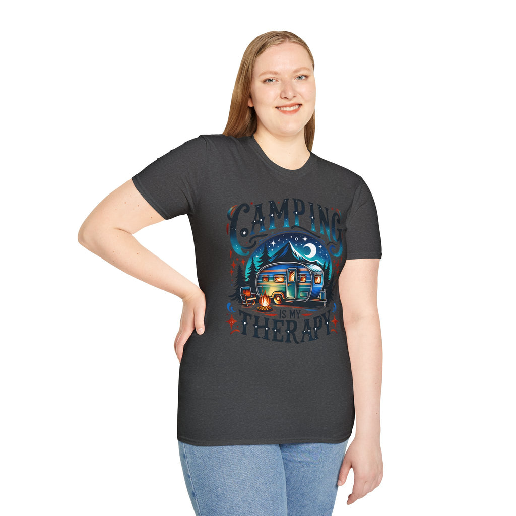 Camping Therapy Unisex T-Shirt - Perfect Gift for Outdoor Enthusiasts, Nature Lovers, Camping Adventures, Hiking Trip, Summer Vibes
