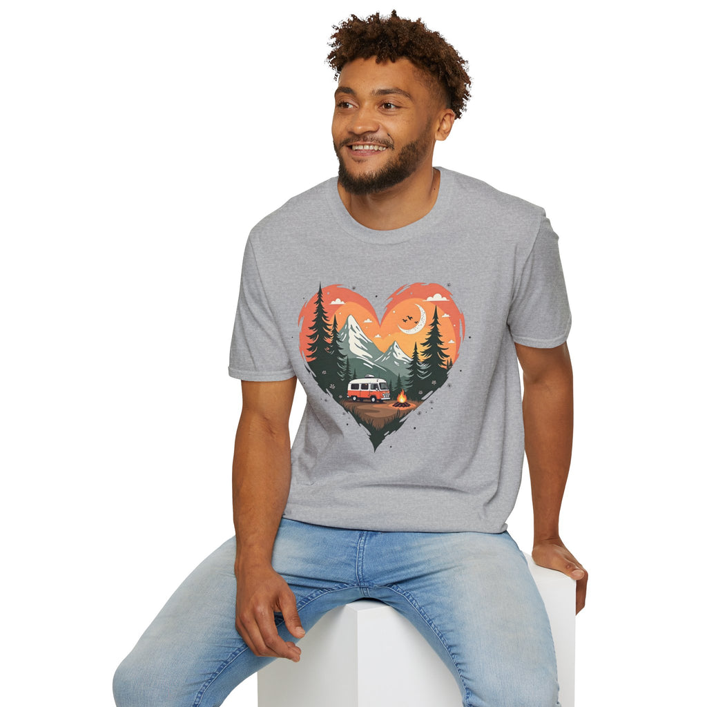 Heart Adventure Unisex T-Shirt - Nature Lovers Gift, Boho Style Tee, Camping Shirt, Travel Enthusiast Apparel, Summer Outdoor Wear