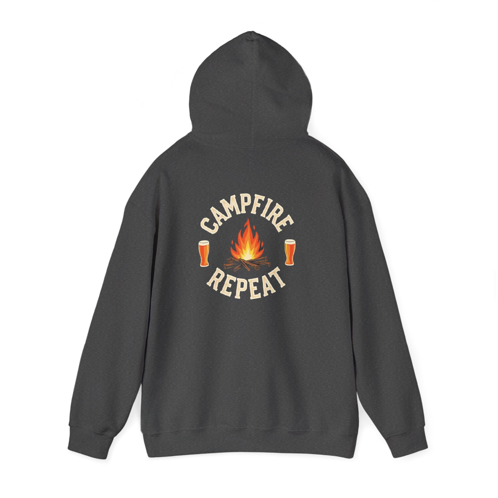 Campfire Repeat Hoodie, Cozy Outdoor Sweatshirt, Unisex Pullover for Camping, Fire Pit Apparel, Gift for Adventurers