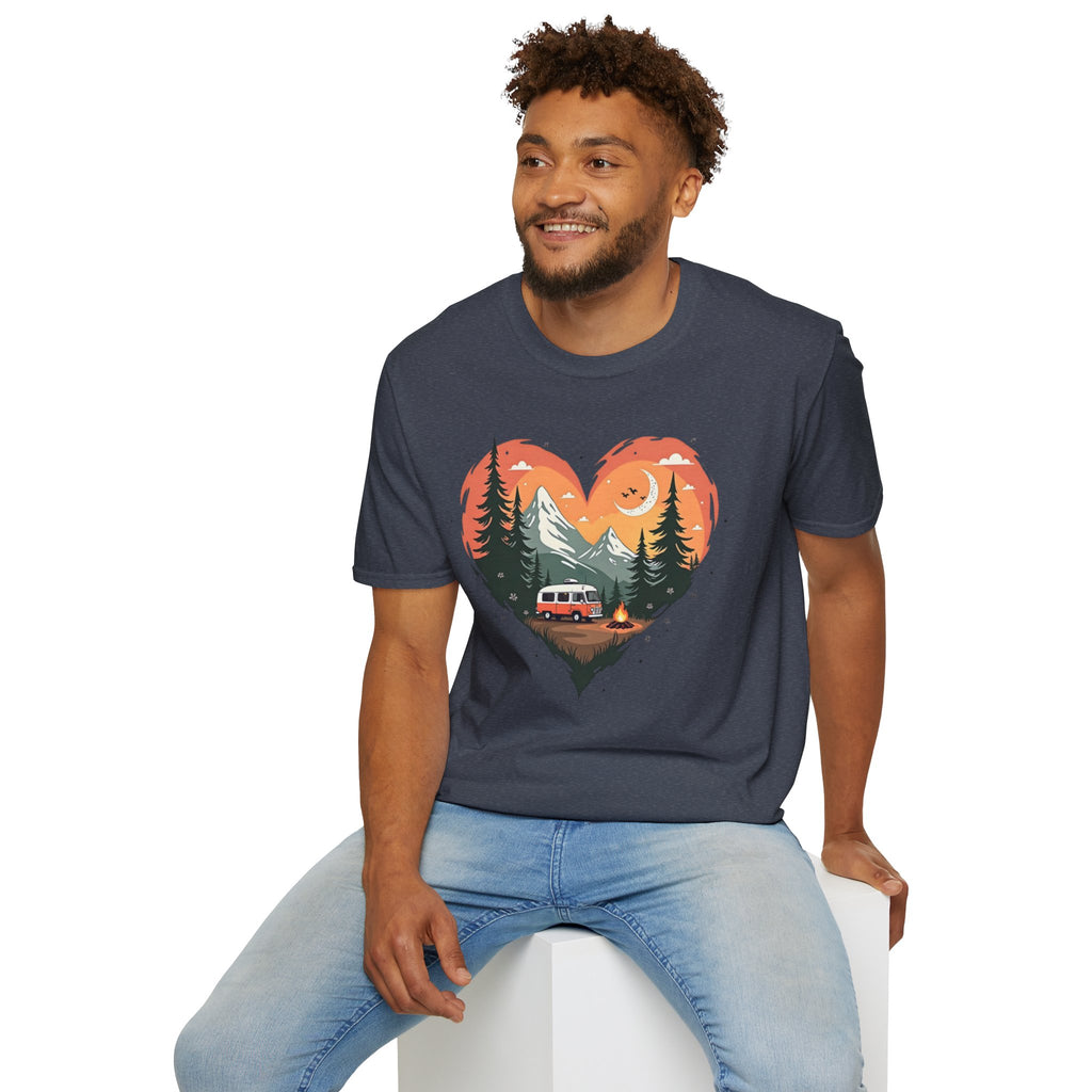 Heart Adventure Unisex T-Shirt - Nature Lovers Gift, Boho Style Tee, Camping Shirt, Travel Enthusiast Apparel, Summer Outdoor Wear
