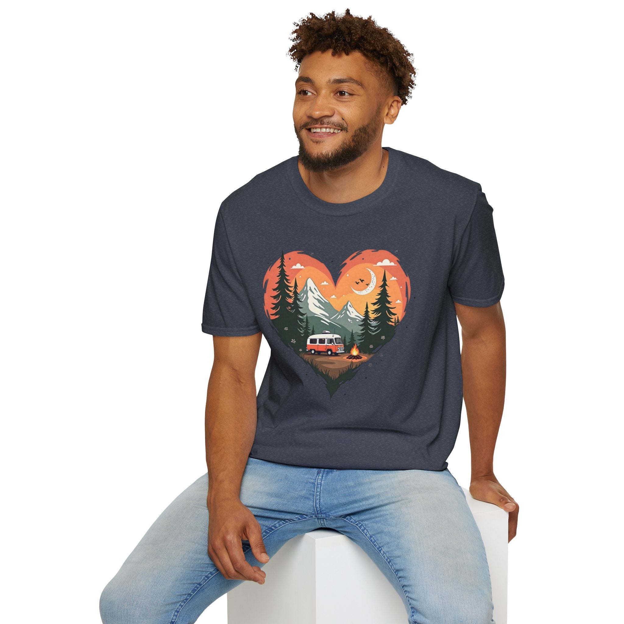 Heart Adventure Unisex T-Shirt - Nature Lovers Gift, Boho Style Tee, Camping Shirt, Travel Enthusiast Apparel, Summer Outdoor Wear