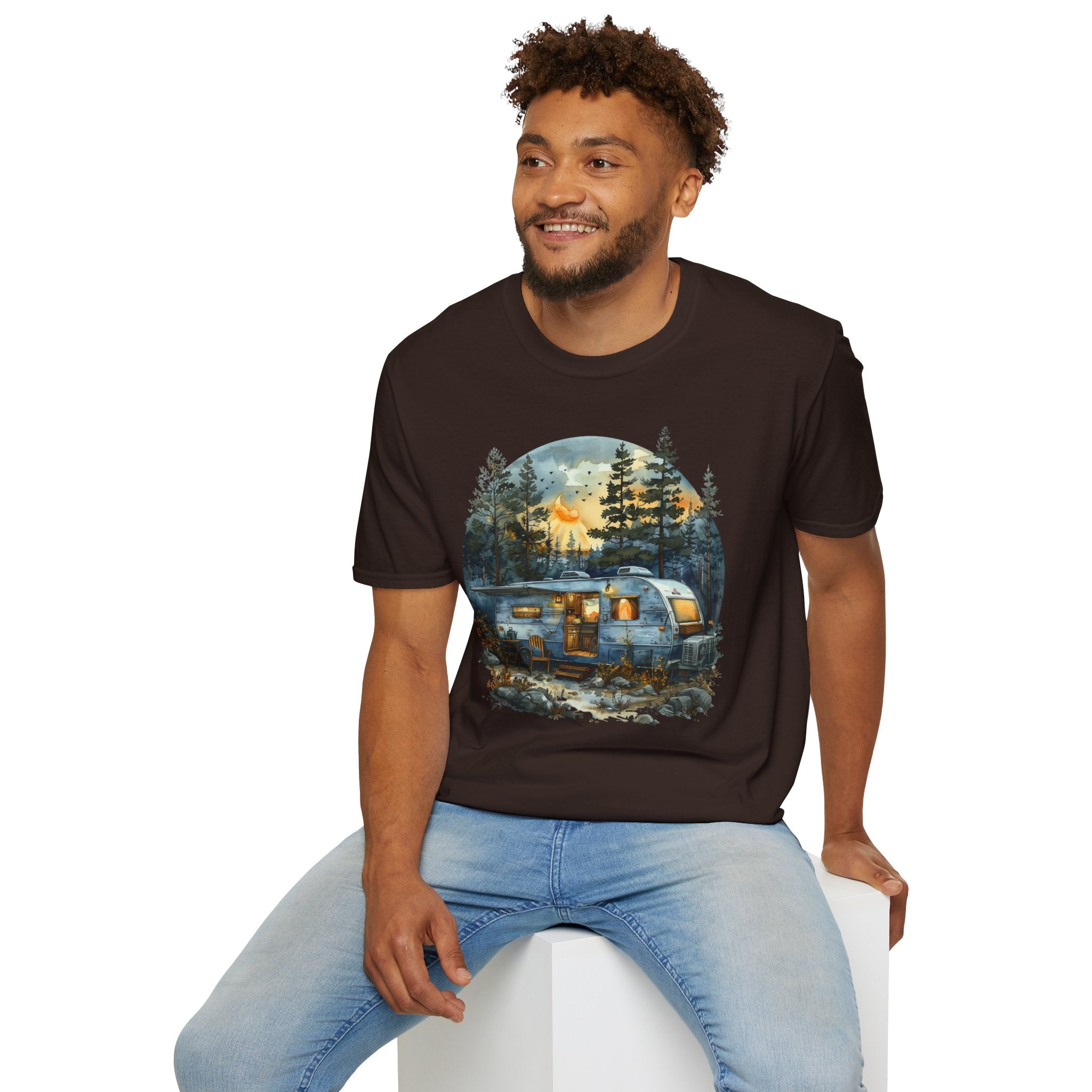Cozy Camper Unisex Softstyle T-Shirt | Adventure Tee, Nature Lover Gift, Camping Outfit, Summer Vibes, Travel Shirt