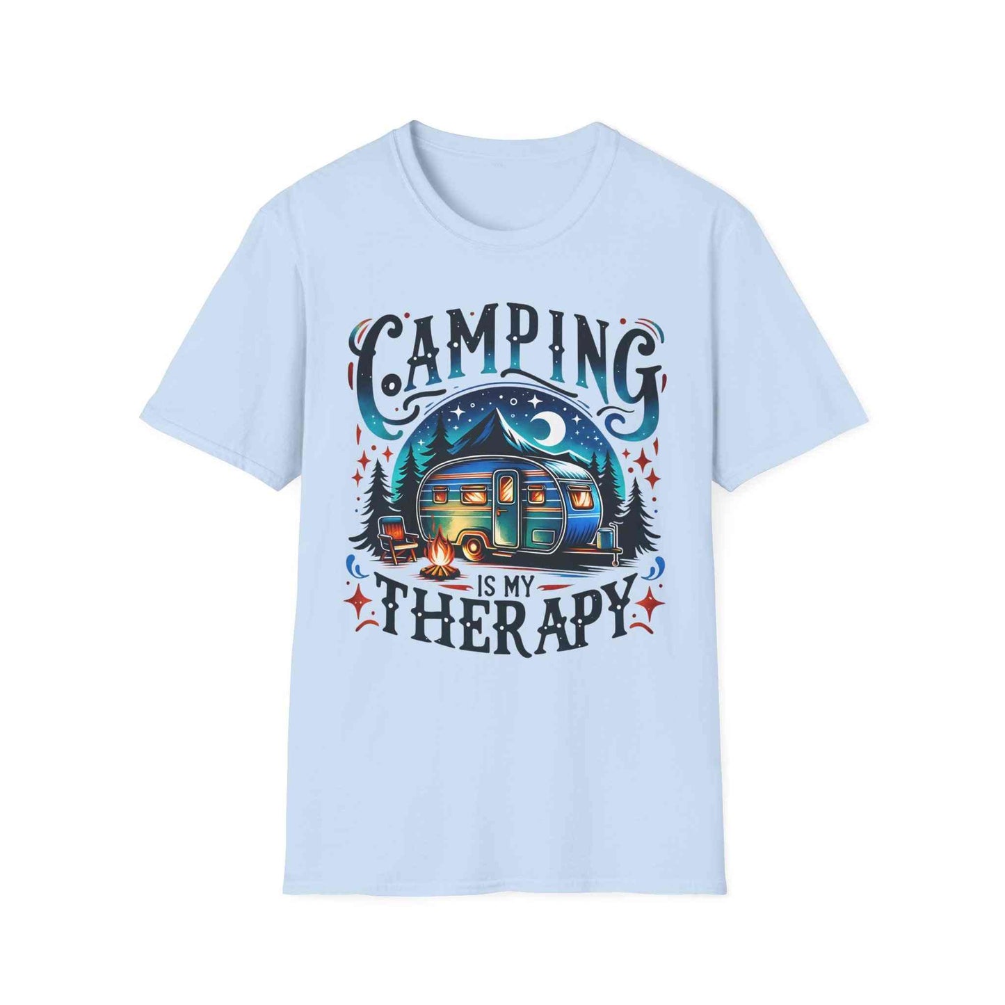 Camping Therapy Unisex T-Shirt - Perfect Gift for Outdoor Enthusiasts, Nature Lovers, Camping Adventures, Hiking Trip, Summer Vibes