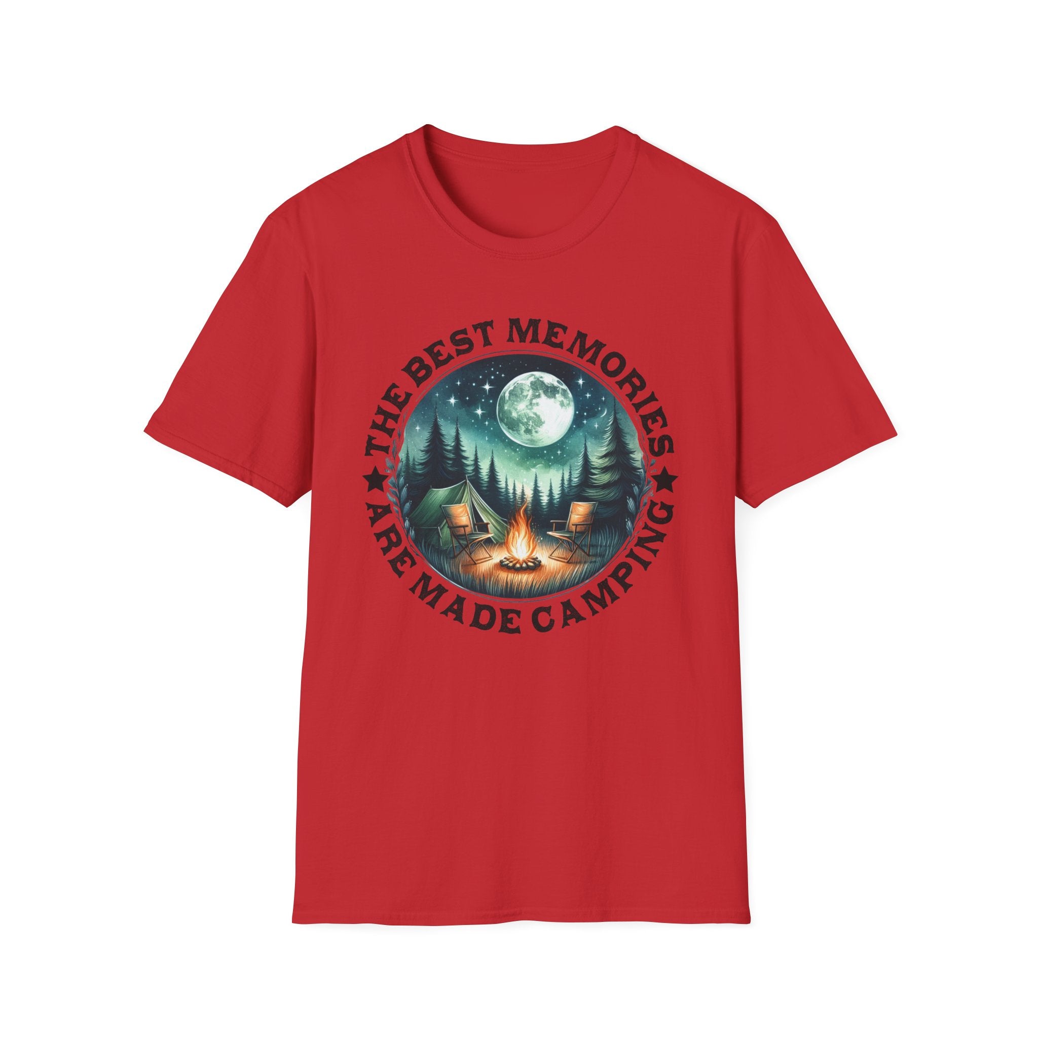 Camping Memories Unisex Softstyle T-Shirt, Outdoor Tee, Nature Lover Gift, Campfire Shirt, Adventure Apparel, Summer Camping Top