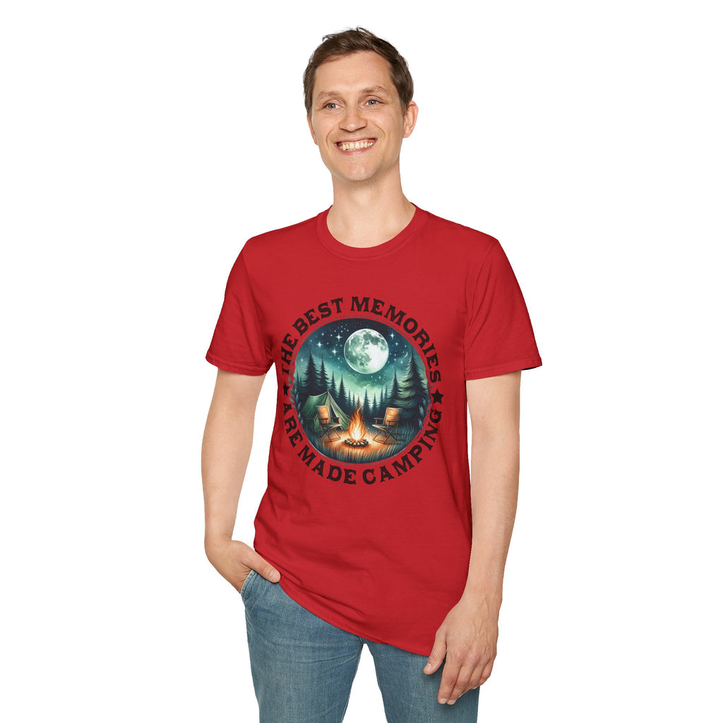 Camping Memories Unisex Softstyle T-Shirt, Outdoor Tee, Nature Lover Gift, Campfire Shirt, Adventure Apparel, Summer Camping Top