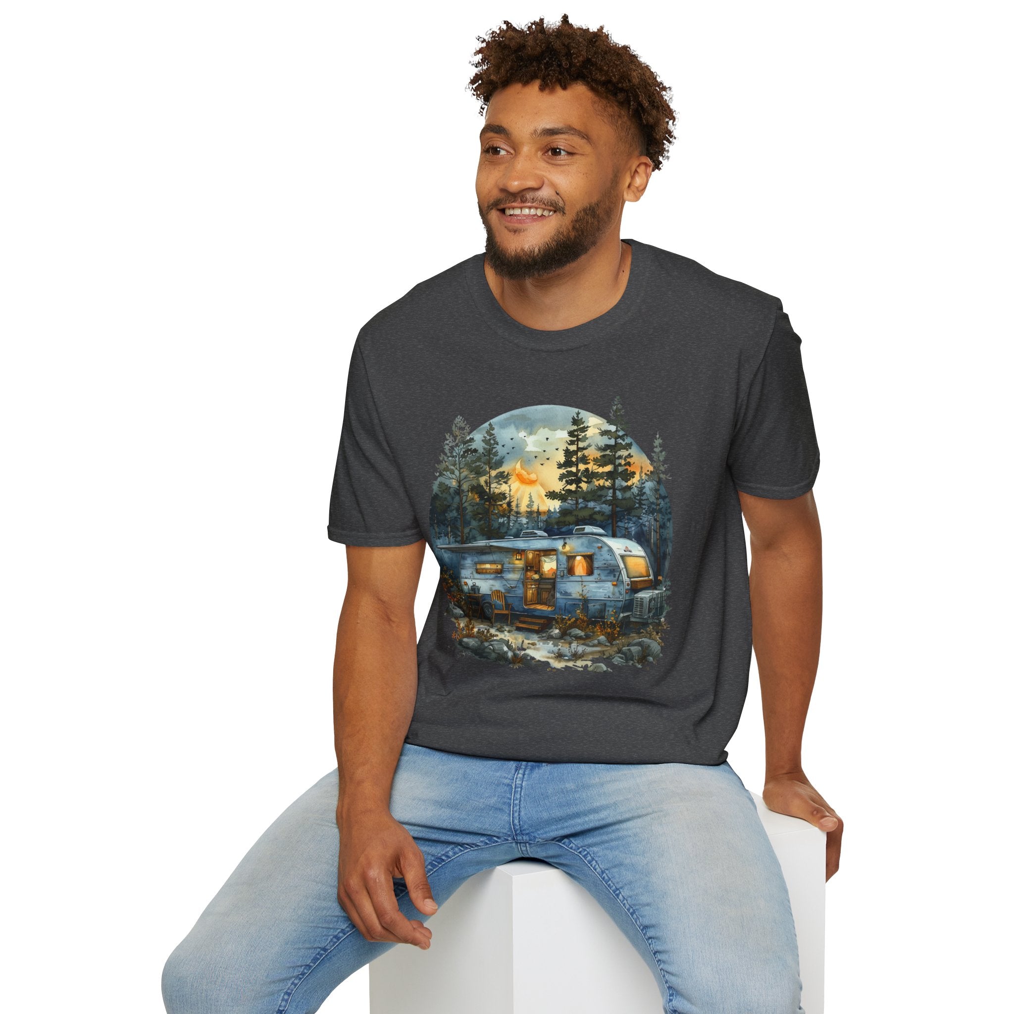 Cozy Camper Unisex Softstyle T-Shirt | Adventure Tee, Nature Lover Gift, Camping Outfit, Summer Vibes, Travel Shirt
