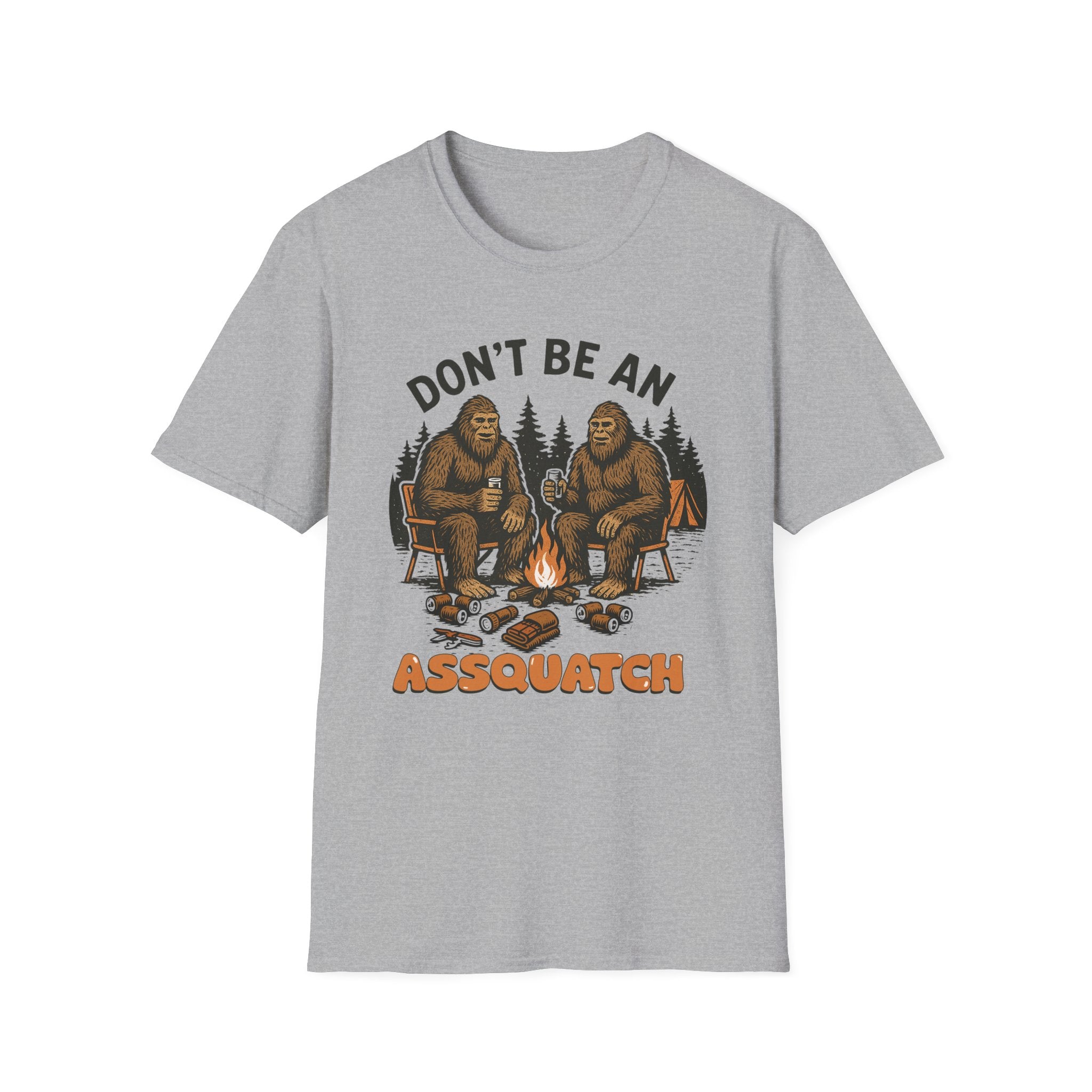 Funny Sasquatch Camping T-Shirt, Unisex Outdoors Tee for Nature Lovers, Wildlife Humor Shirt, Great Gift for Friends, Camping Essentials