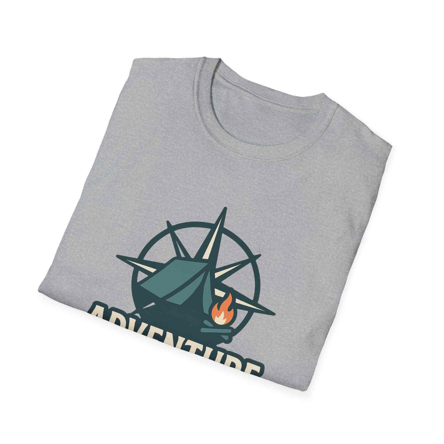 Adventure Awaits Unisex Softstyle T-Shirt, Camping Shirt, Hiking Tee, Outdoor Enthusiast Gift, Adventure Lover Apparel, Travel T-Shirt
