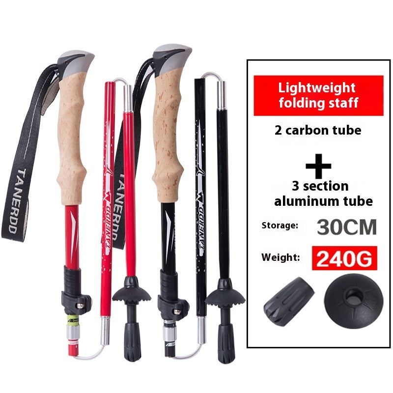 Outdoor Alpenstock Ultralight Retractable Folding Hiking