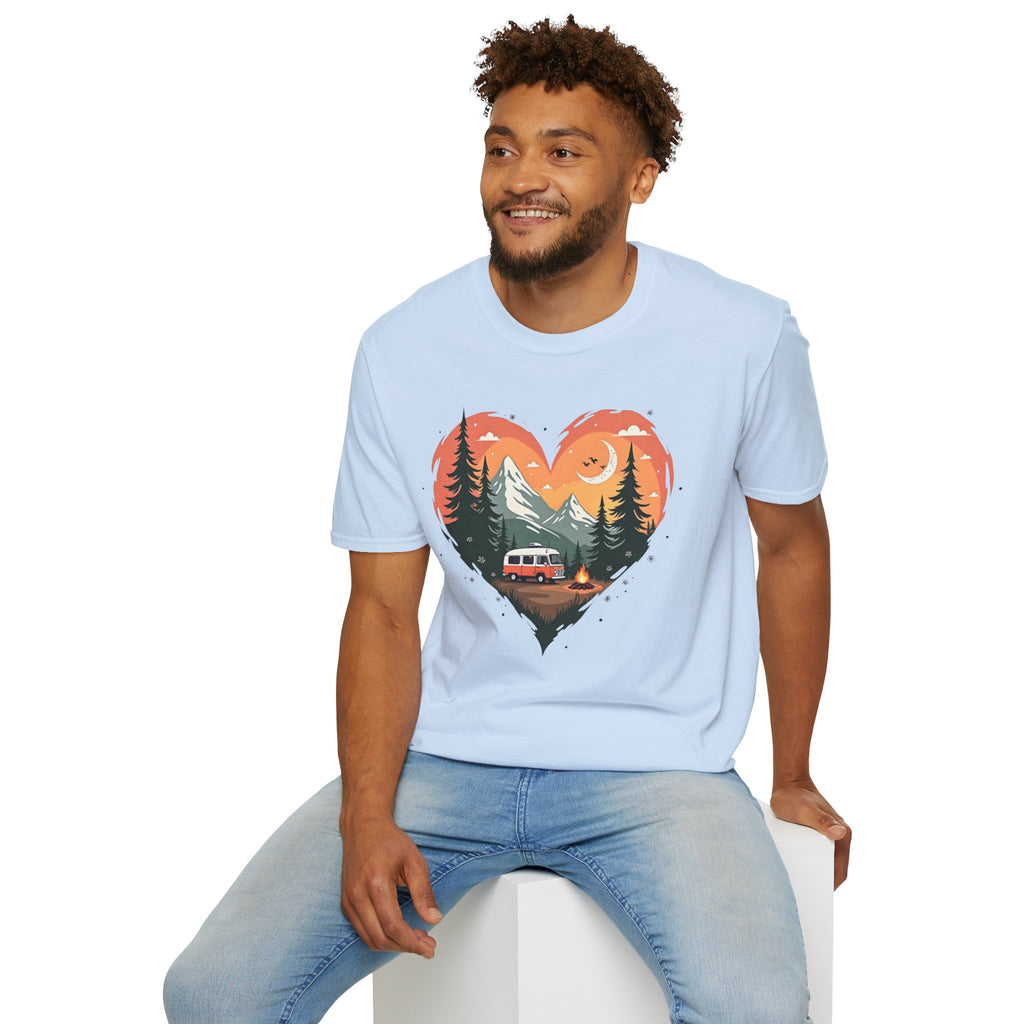 Heart Adventure Unisex T-Shirt - Nature Lovers Gift, Boho Style Tee, Camping Shirt, Travel Enthusiast Apparel, Summer Outdoor Wear