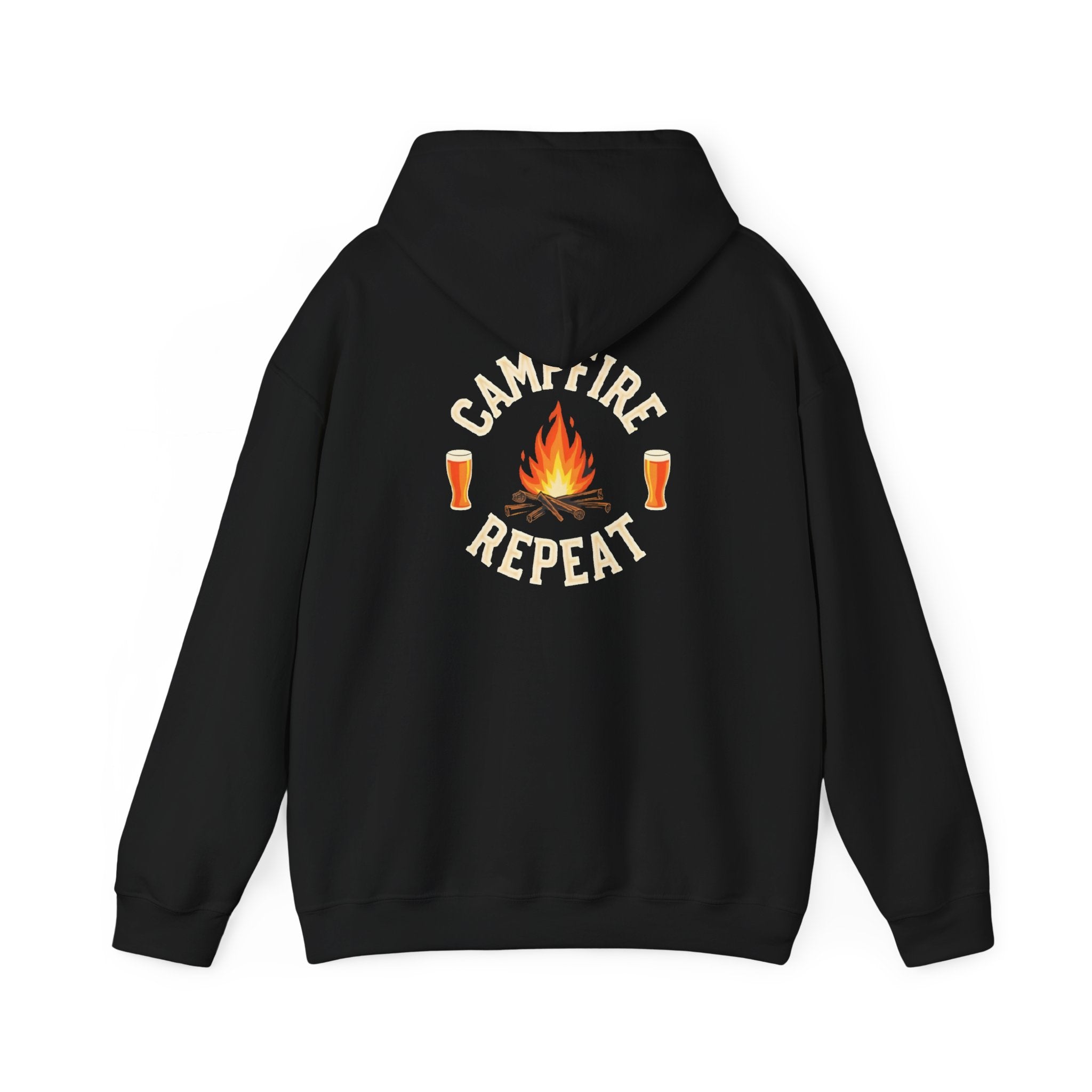 Campfire Repeat Hoodie, Cozy Outdoor Sweatshirt, Unisex Pullover for Camping, Fire Pit Apparel, Gift for Adventurers