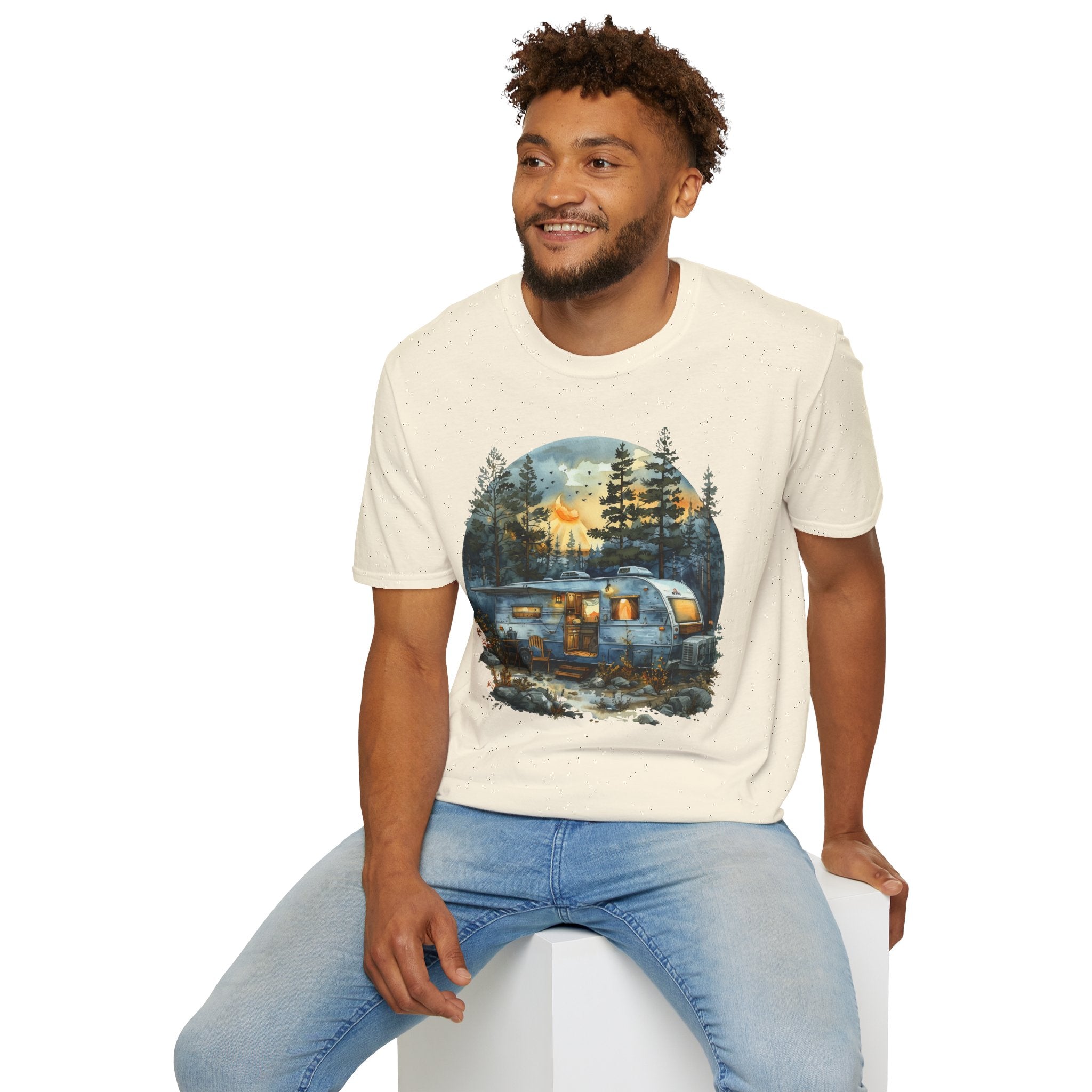 Cozy Camper Unisex Softstyle T-Shirt | Adventure Tee, Nature Lover Gift, Camping Outfit, Summer Vibes, Travel Shirt