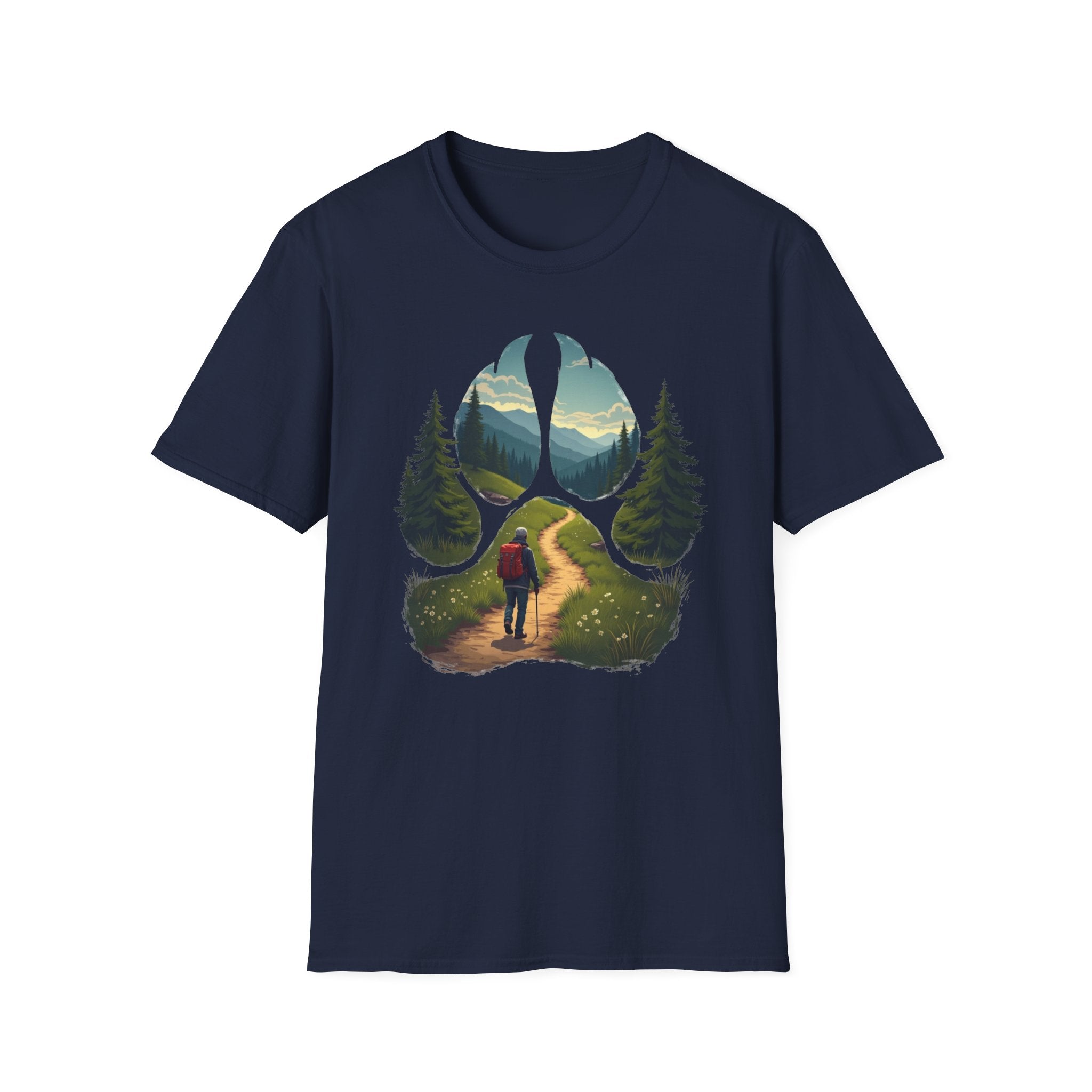 Nature-Inspired Adventure T-Shirt, Hiking Gift, Eco-Friendly Tee, Outdoor Lover Shirt, Nature Lover Apparel, Animal Paw Print Shirt