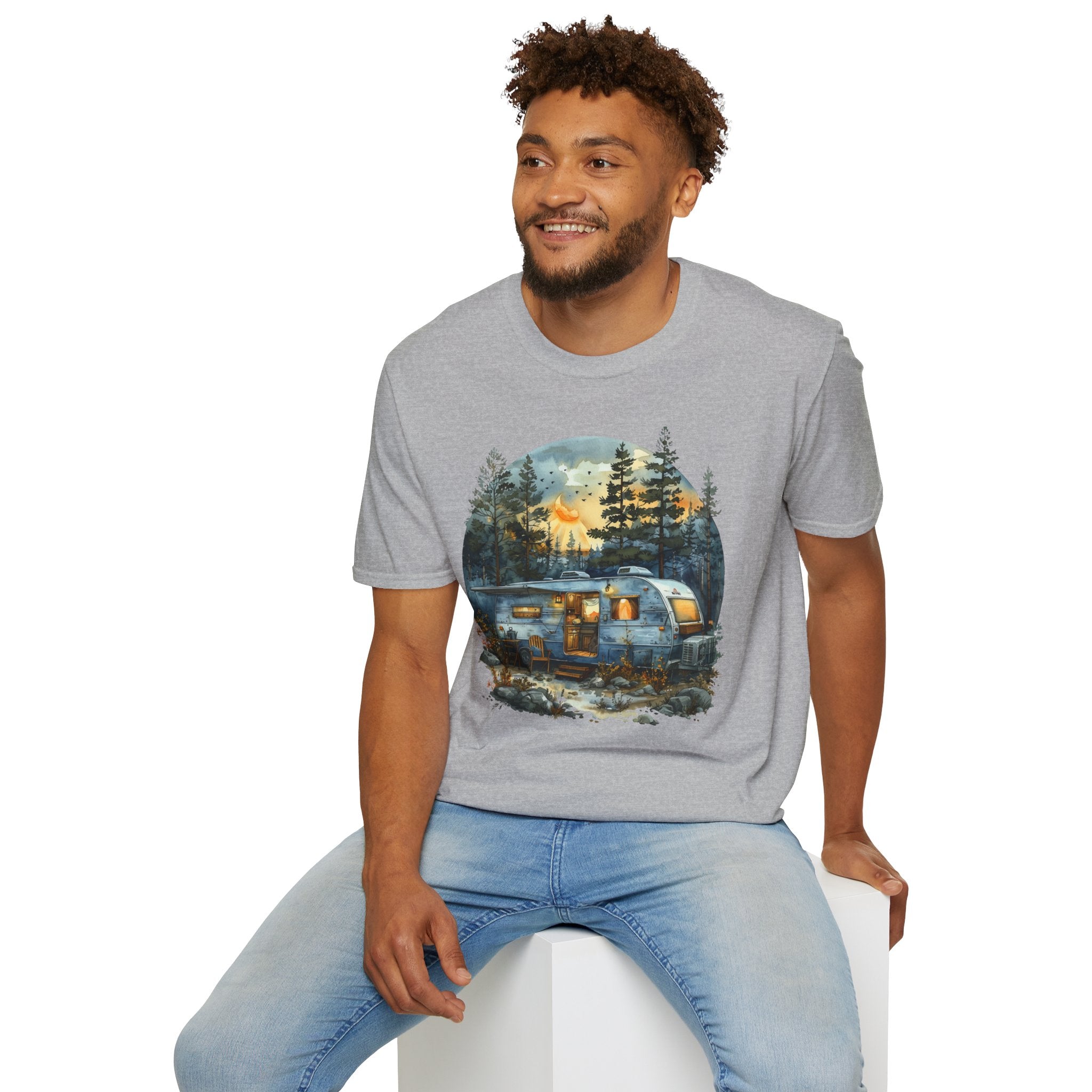Cozy Camper Unisex Softstyle T-Shirt | Adventure Tee, Nature Lover Gift, Camping Outfit, Summer Vibes, Travel Shirt